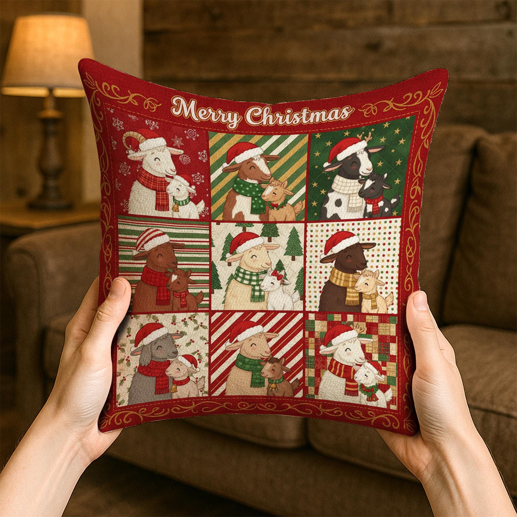 Goat Mom Pillow – Farmhouse Throw Cushion Gift for Goat Lovers and Rustic Home Decor