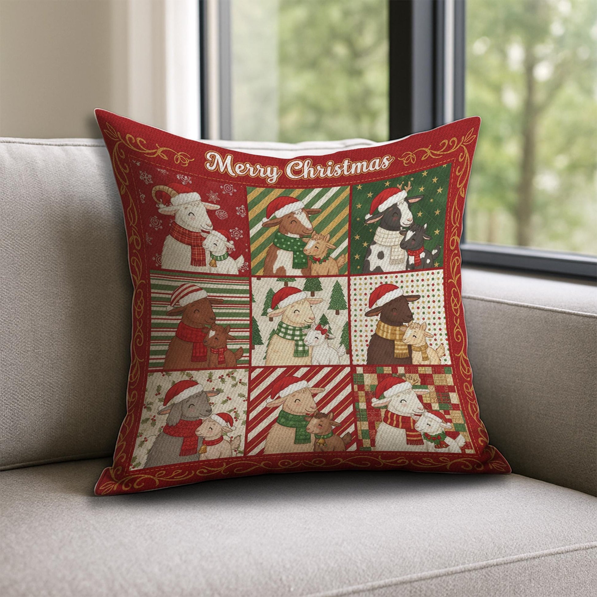 Goat Mom Pillow – Farmhouse Throw Cushion Gift for Goat Lovers and Rustic Home Decor