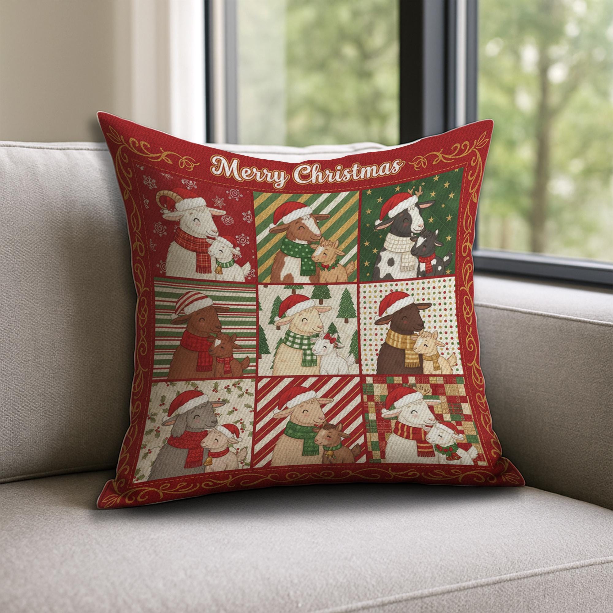 Goat Mom Pillow – Farmhouse Throw Cushion Gift for Goat Lovers and Rustic Home Decor