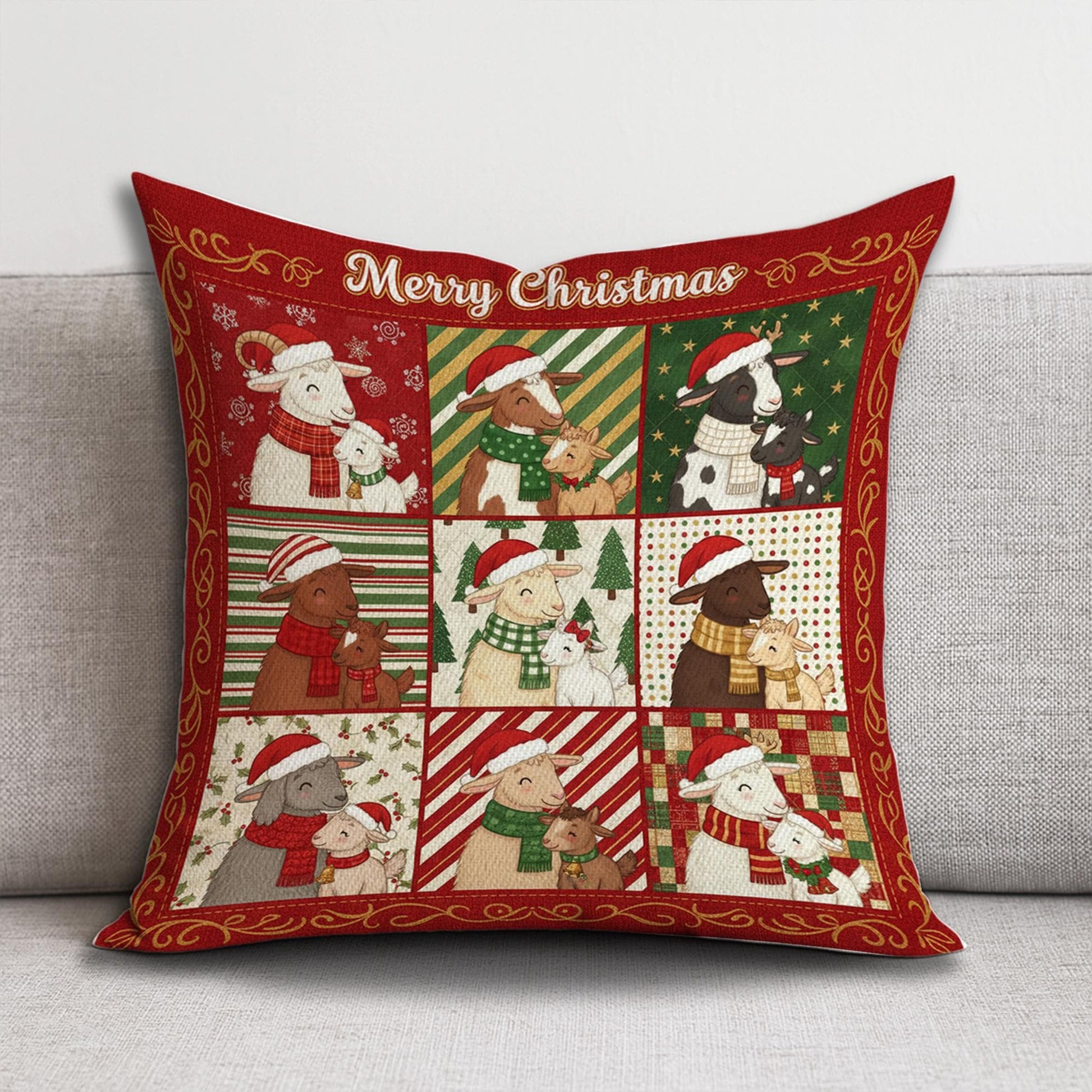Goat Mom Pillow – Farmhouse Throw Cushion Gift for Goat Lovers and Rustic Home Decor