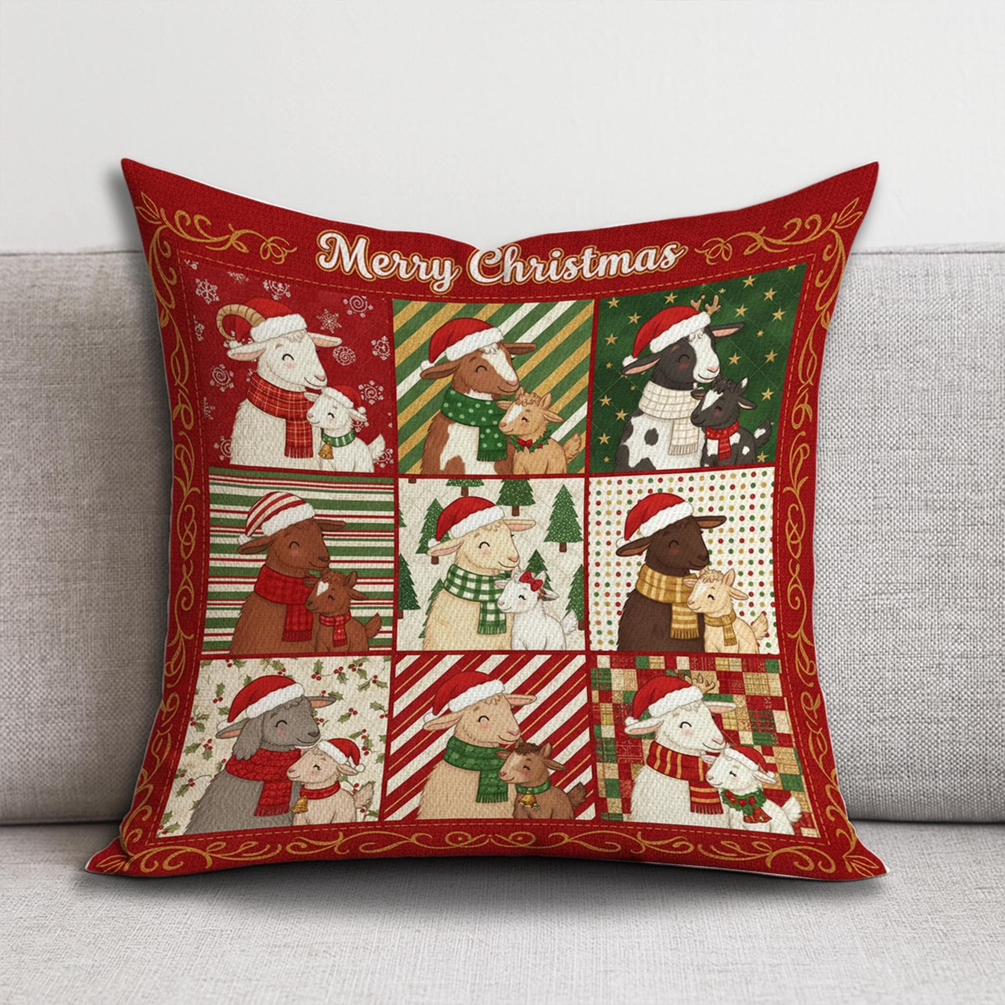 Goat Mom Pillow – Farmhouse Throw Cushion Gift for Goat Lovers and Rustic Home Decor