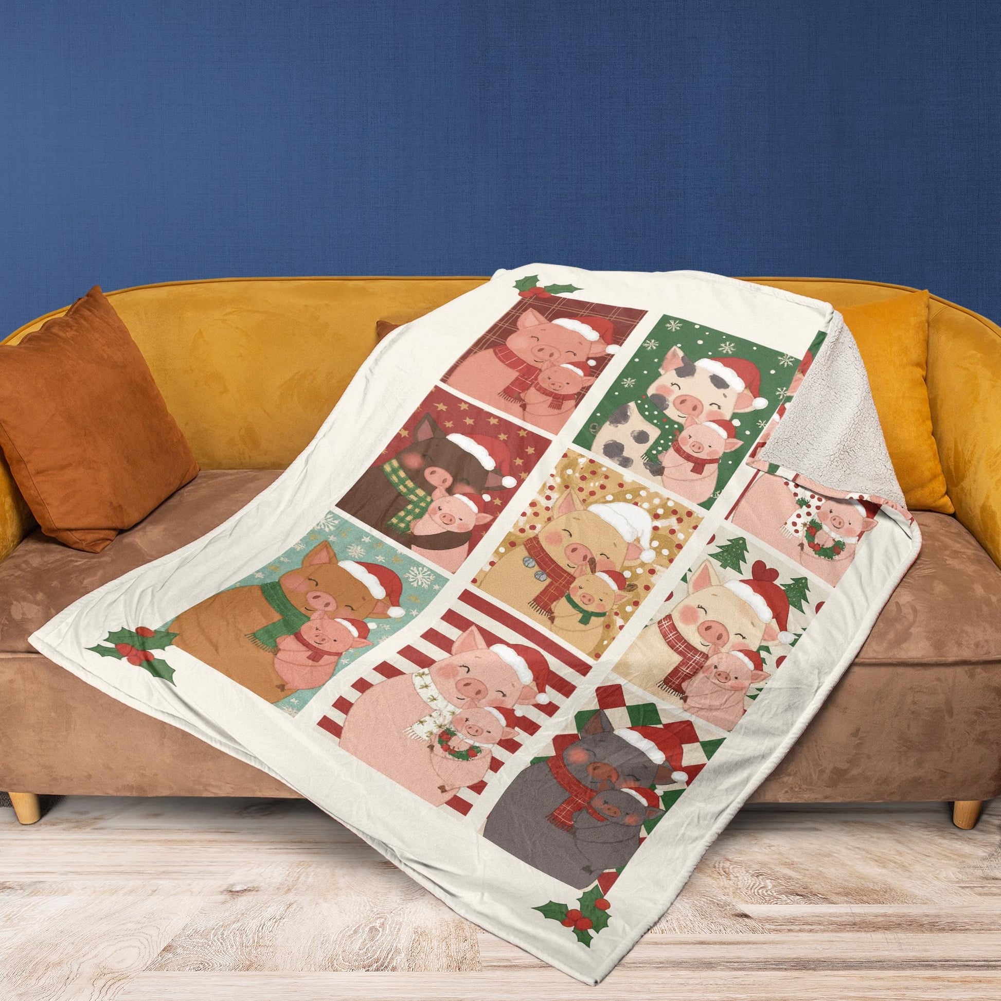 Pig Mom Christmas Blanket – Cozy Farmhouse Throw with Festive Pig Lover Design
