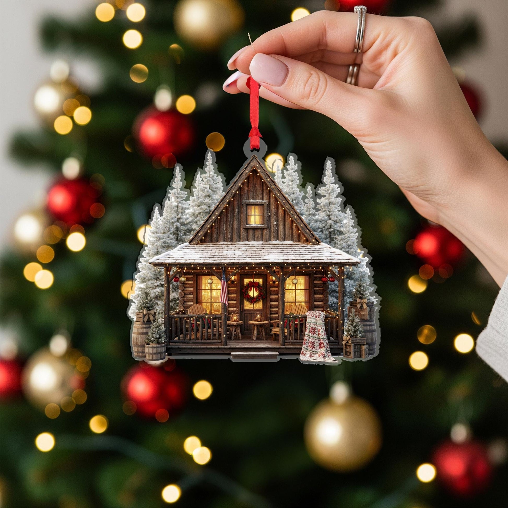Rustic Cabin Christmas Ornament: Country Christmas Tree Gift