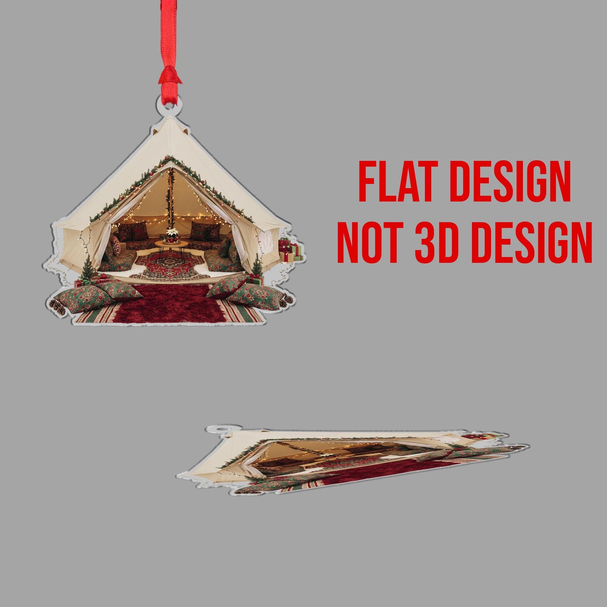 Glamping Tent Christmas Ornament: Cozy Boho Holiday Decoration
