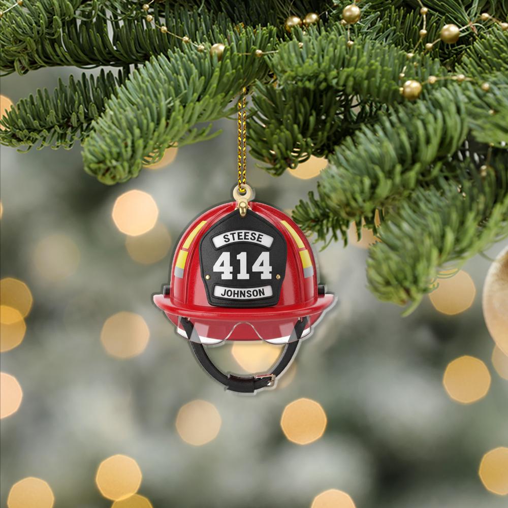 Acrylic Fire Helmet Ornament: Front Shield Display – Personalized Number, Hanging Decor
