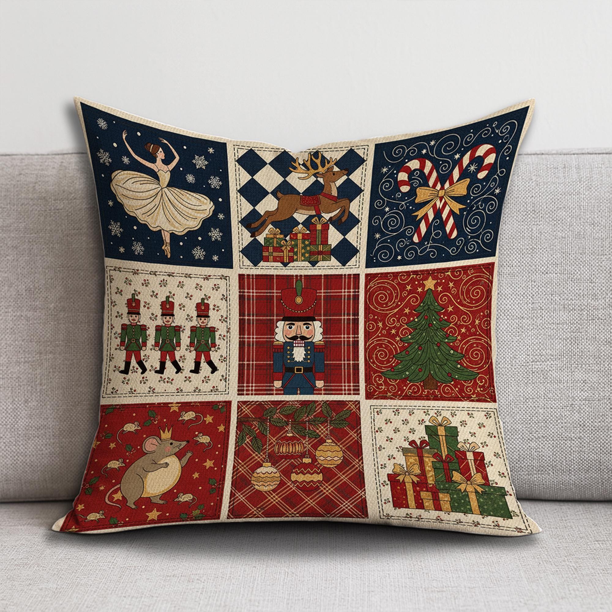Nutcracker Christmas Pillow – Holiday Ballet Cushion with Ballerina and Festive Gift Design