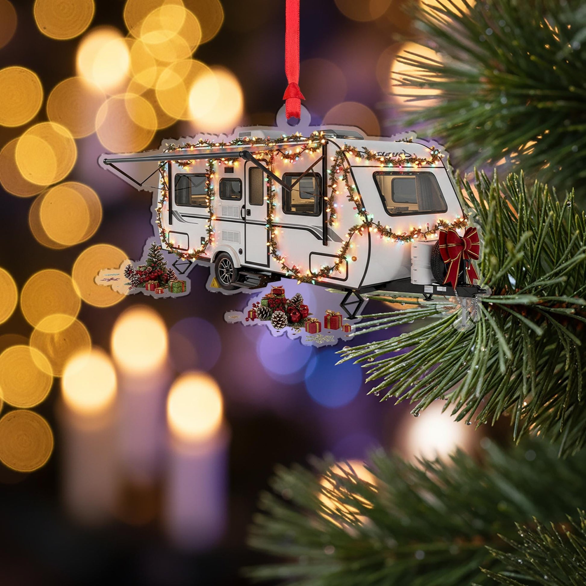 RV Camper Christmas Ornament: Travel Trailer Holiday Decoration