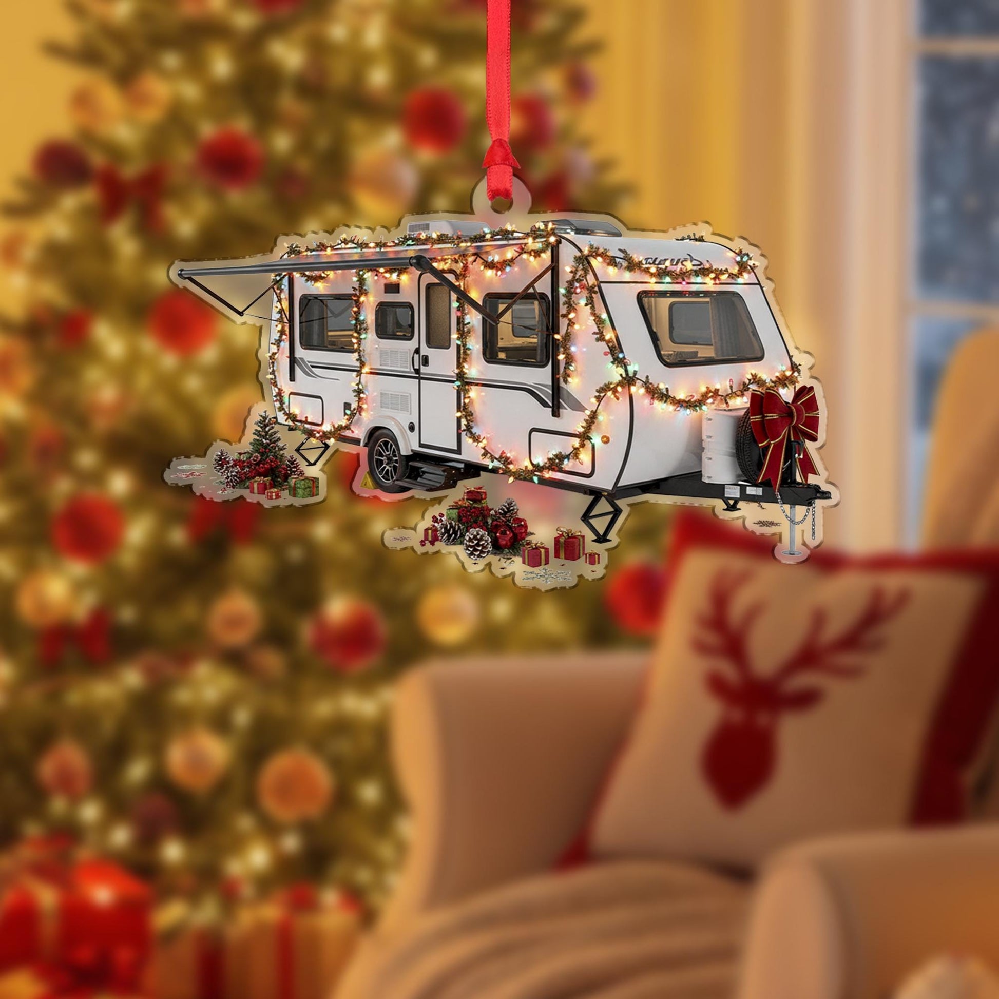RV Camper Christmas Ornament: Travel Trailer Holiday Decoration