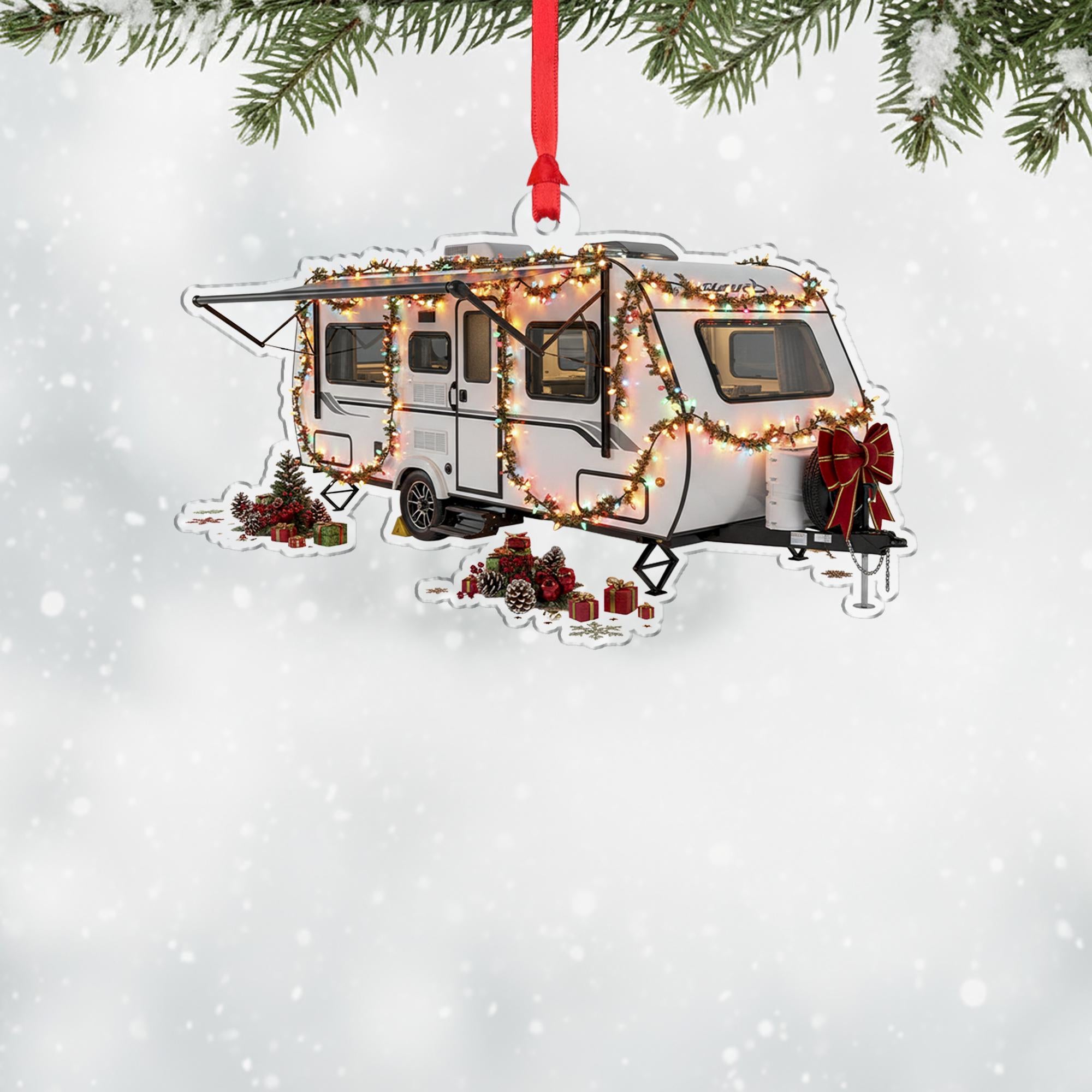 RV Camper Christmas Ornament: Travel Trailer Holiday Decoration