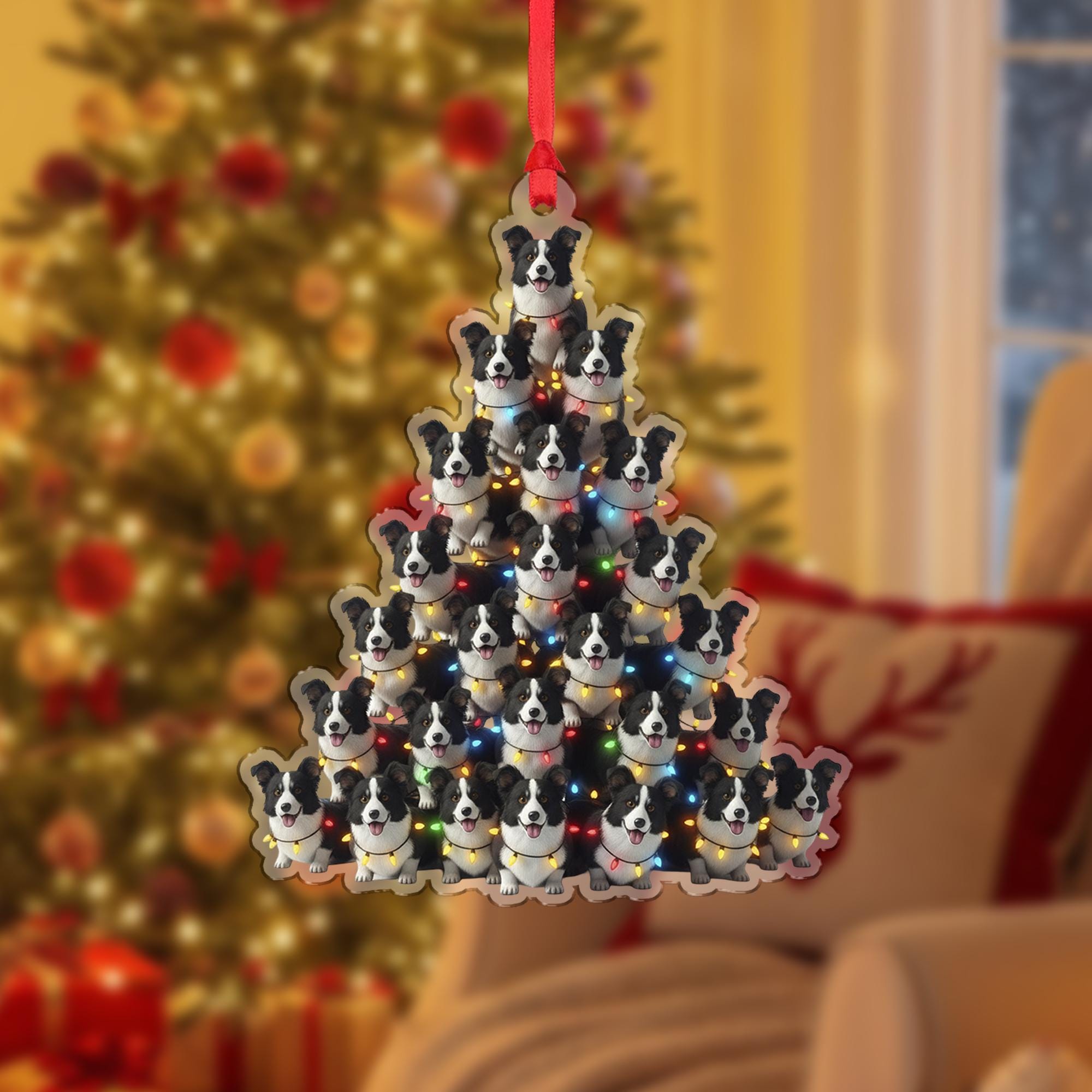 Border Collie Christmas Ornament: Double-Sided Dog Breed Holiday Decor