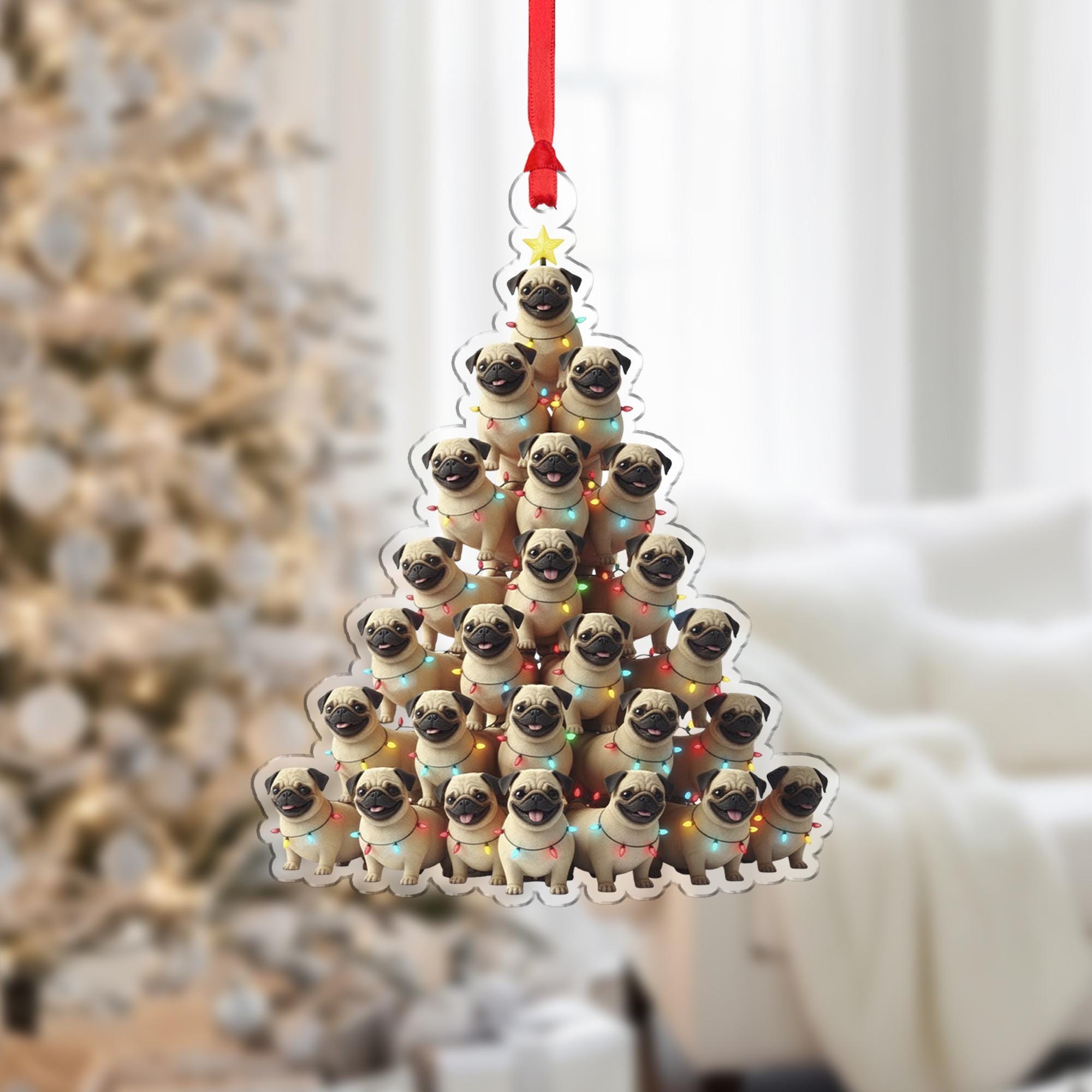 Pug Christmas Ornament: Double-Sided Holiday Decoration