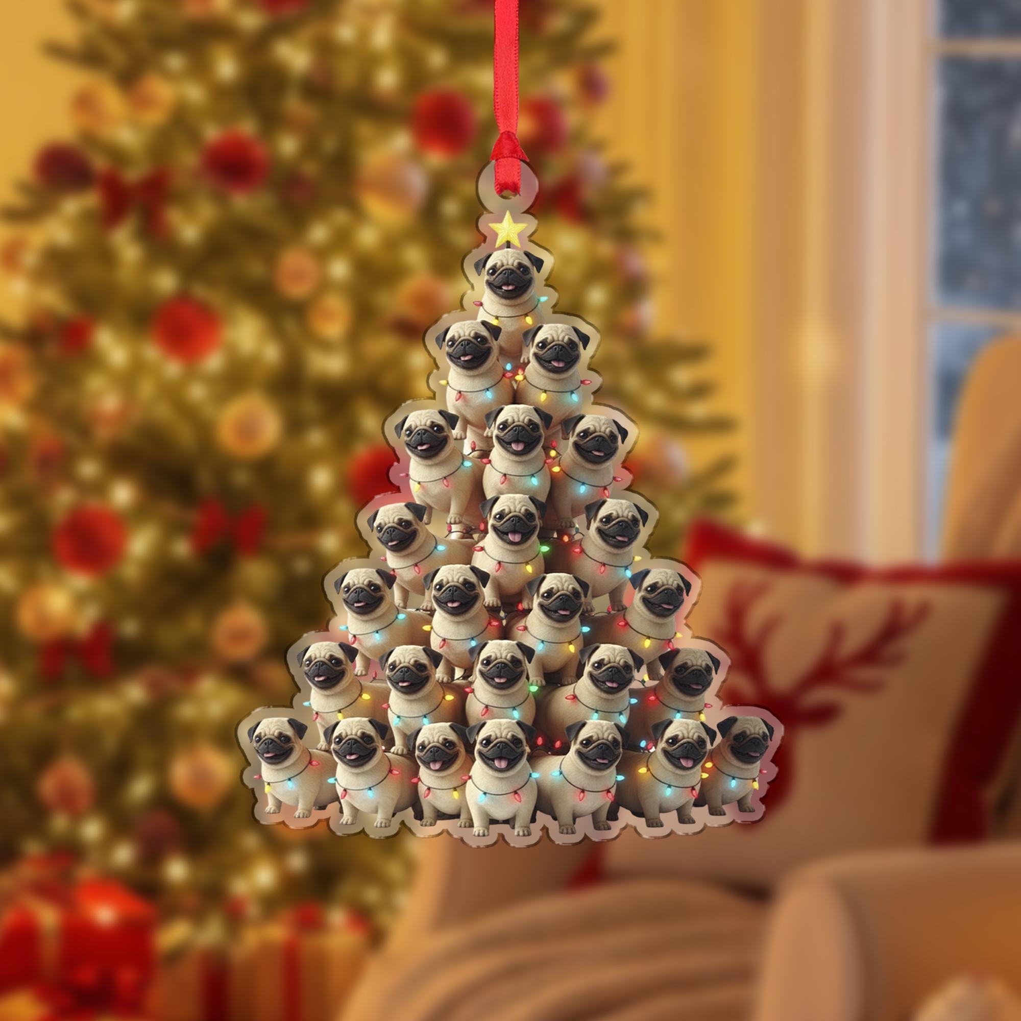 Pug Christmas Ornament: Double-Sided Holiday Decoration
