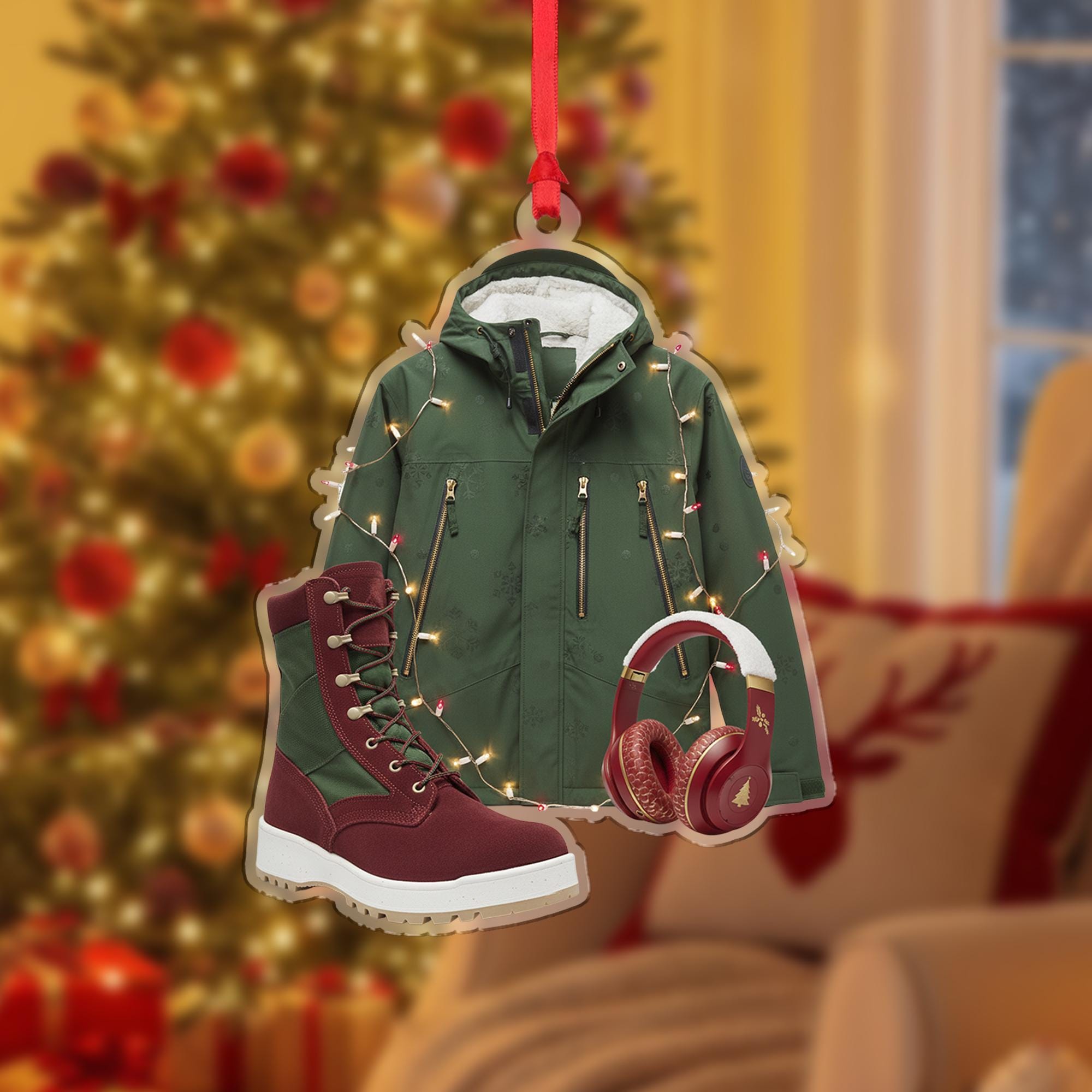 Winter Jacket Ornament: Hiking Boots Christmas Decoration