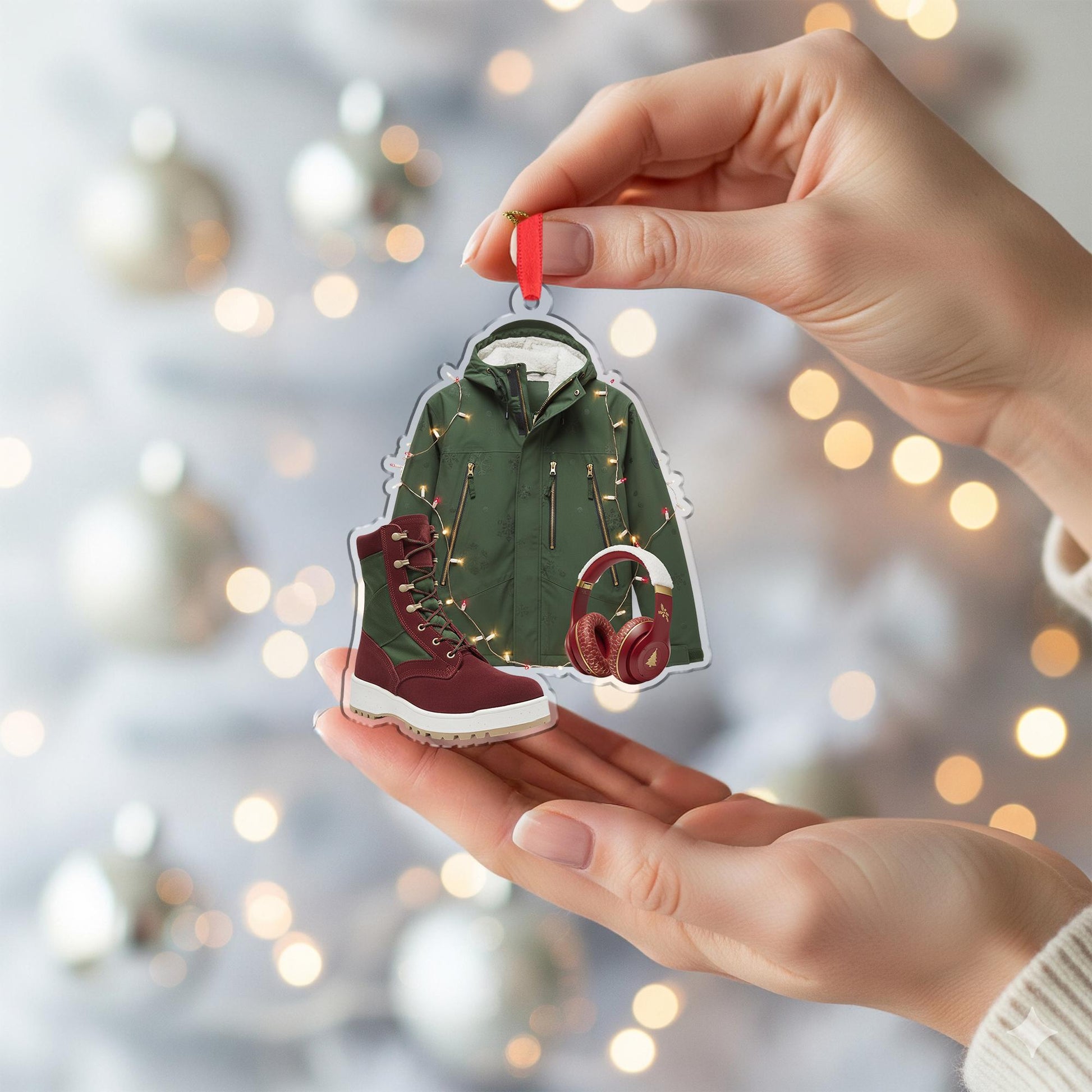 Winter Jacket Ornament: Hiking Boots Christmas Decoration
