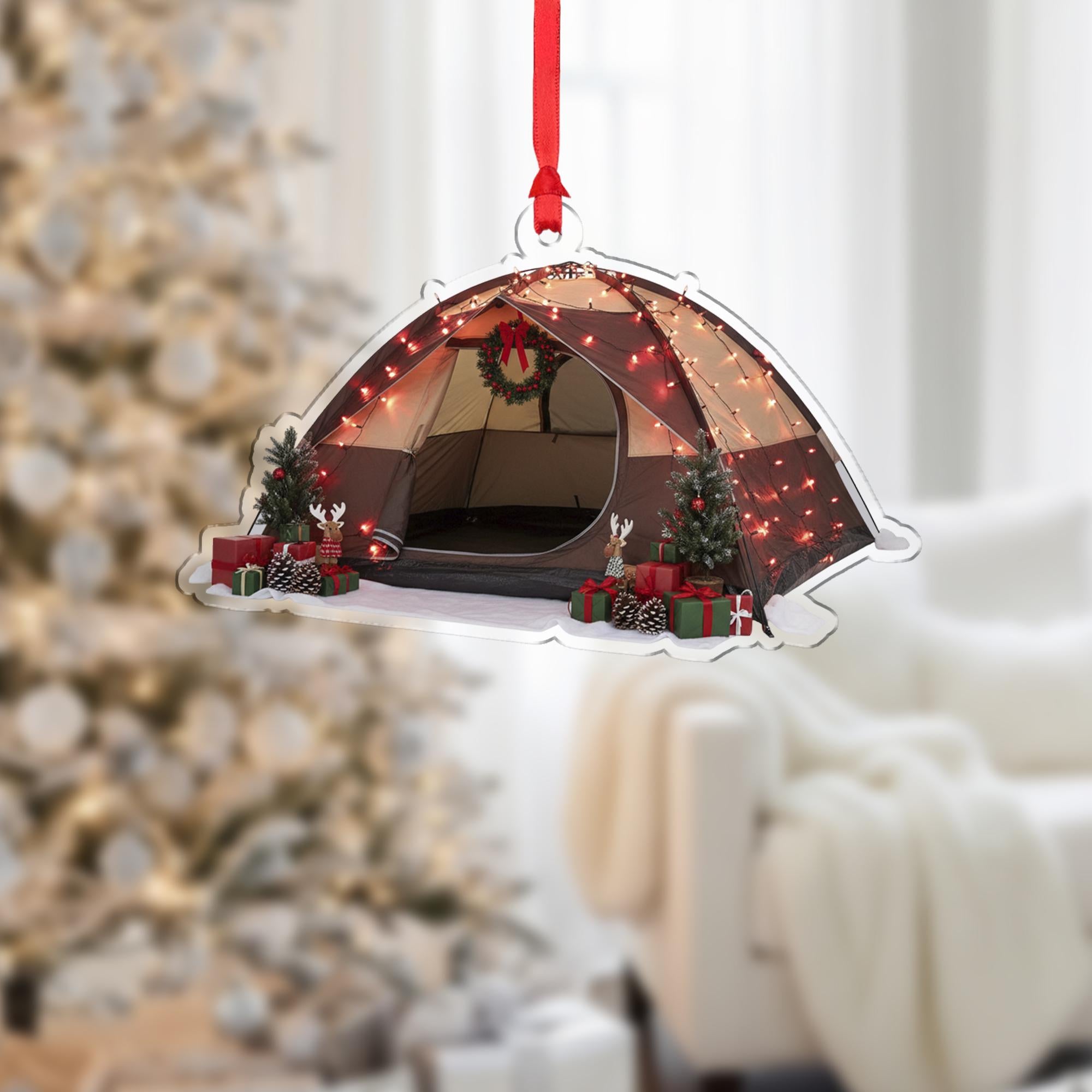 Camping Tent Christmas Ornament: Rustic Outdoor Holiday Decoration