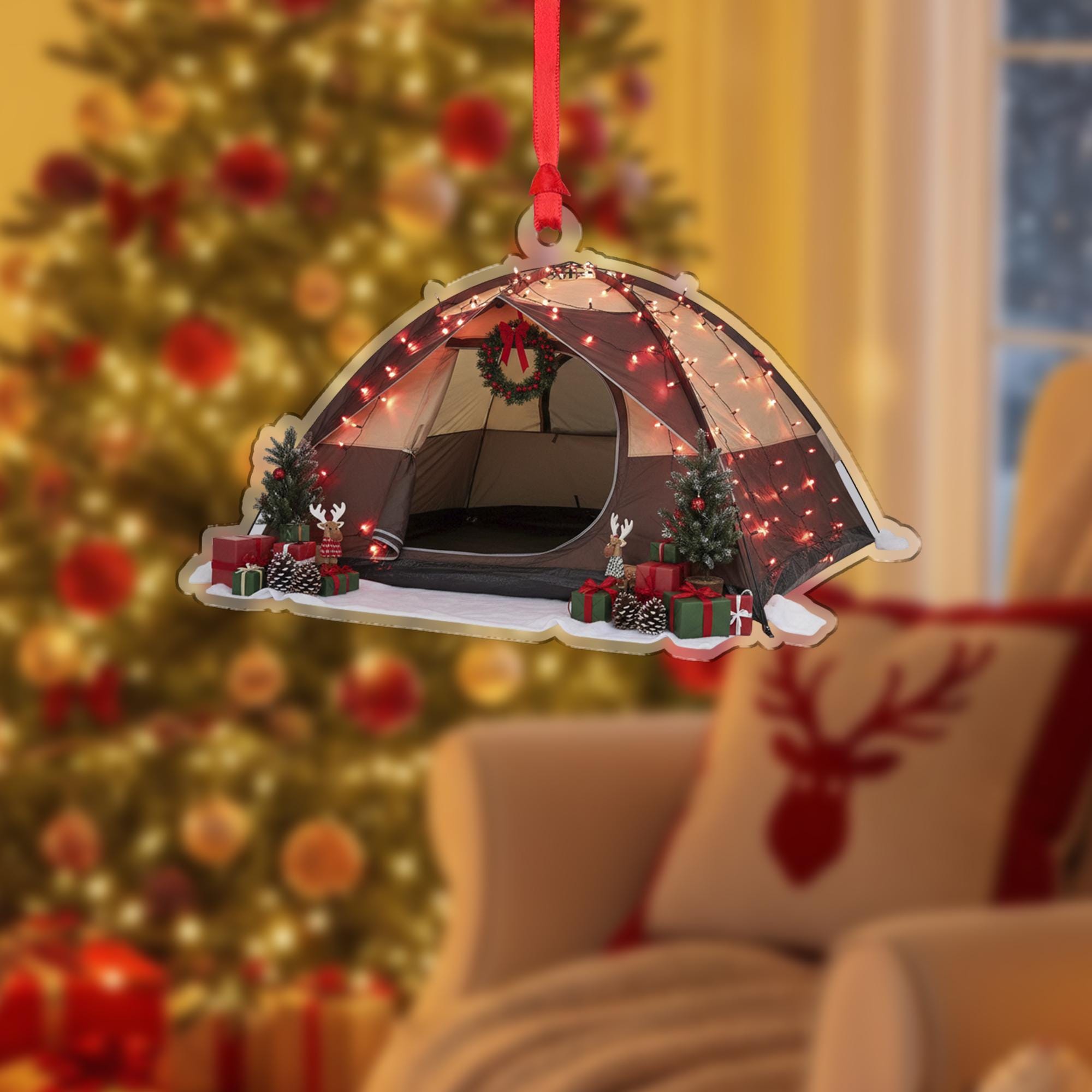 Camping Tent Christmas Ornament: Rustic Outdoor Holiday Decoration