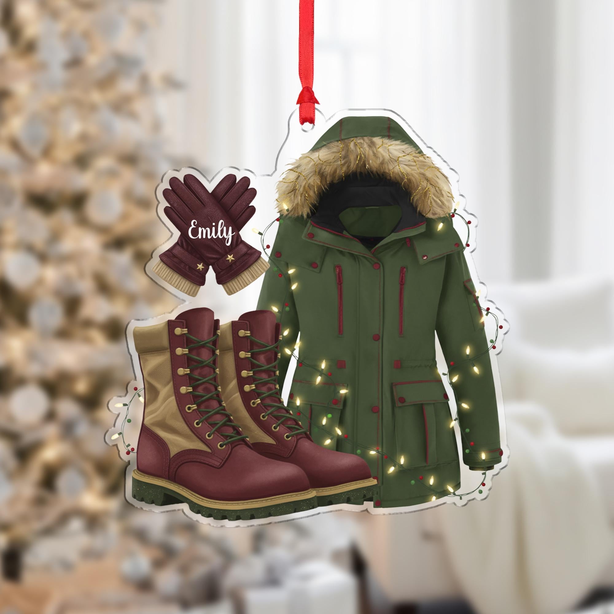 Winter Coat Boots Gloves Ornament: Personalized Christmas Decoration