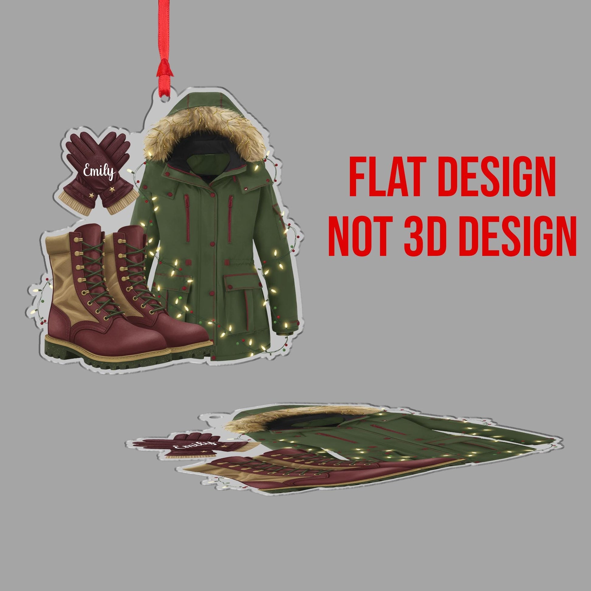 Winter Coat Boots Gloves Ornament: Personalized Christmas Decoration