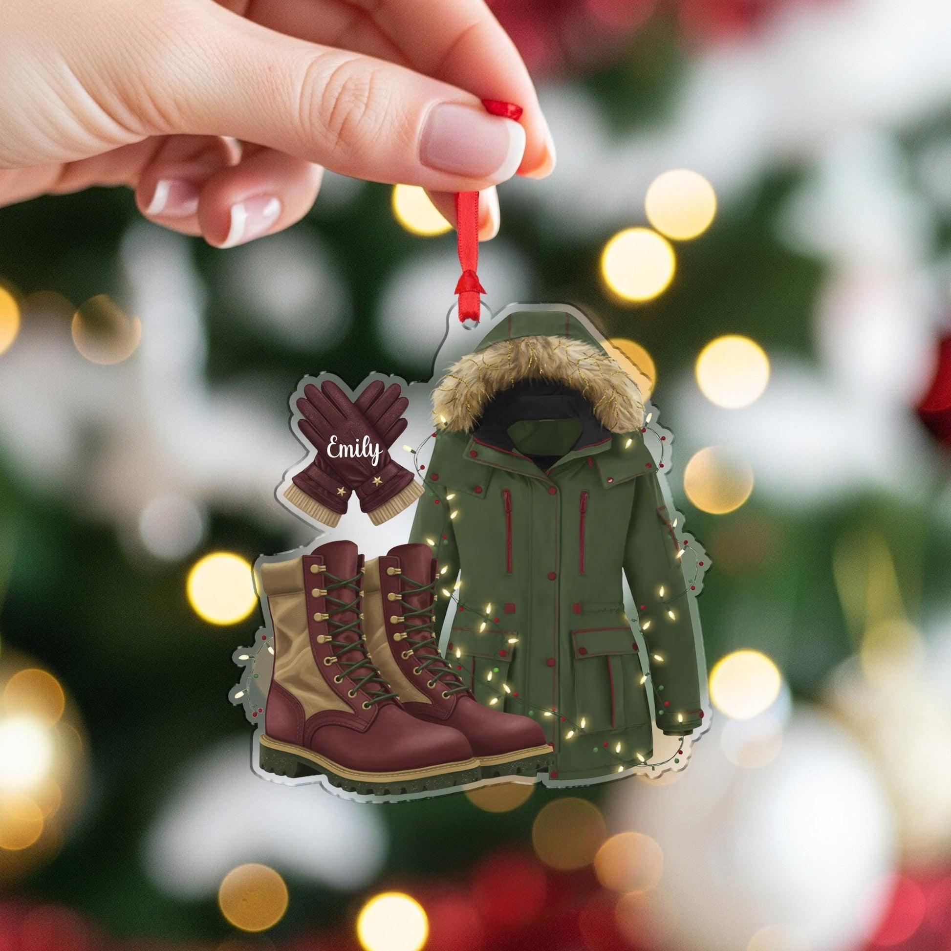 Winter Coat Boots Gloves Ornament: Personalized Christmas Decoration