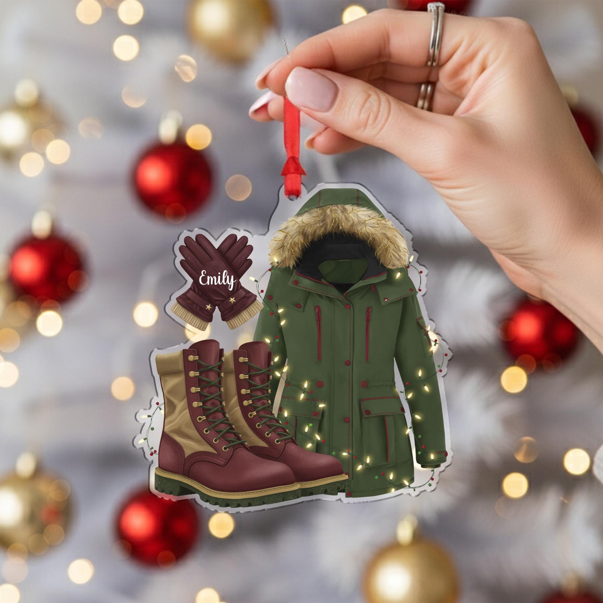 Winter Coat Boots Gloves Ornament: Personalized Christmas Decoration