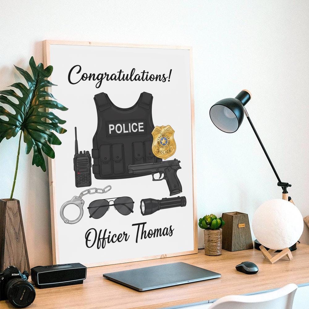 Personalized Poster – Police Officer Gear with Badge and Tactical Equipment Print
