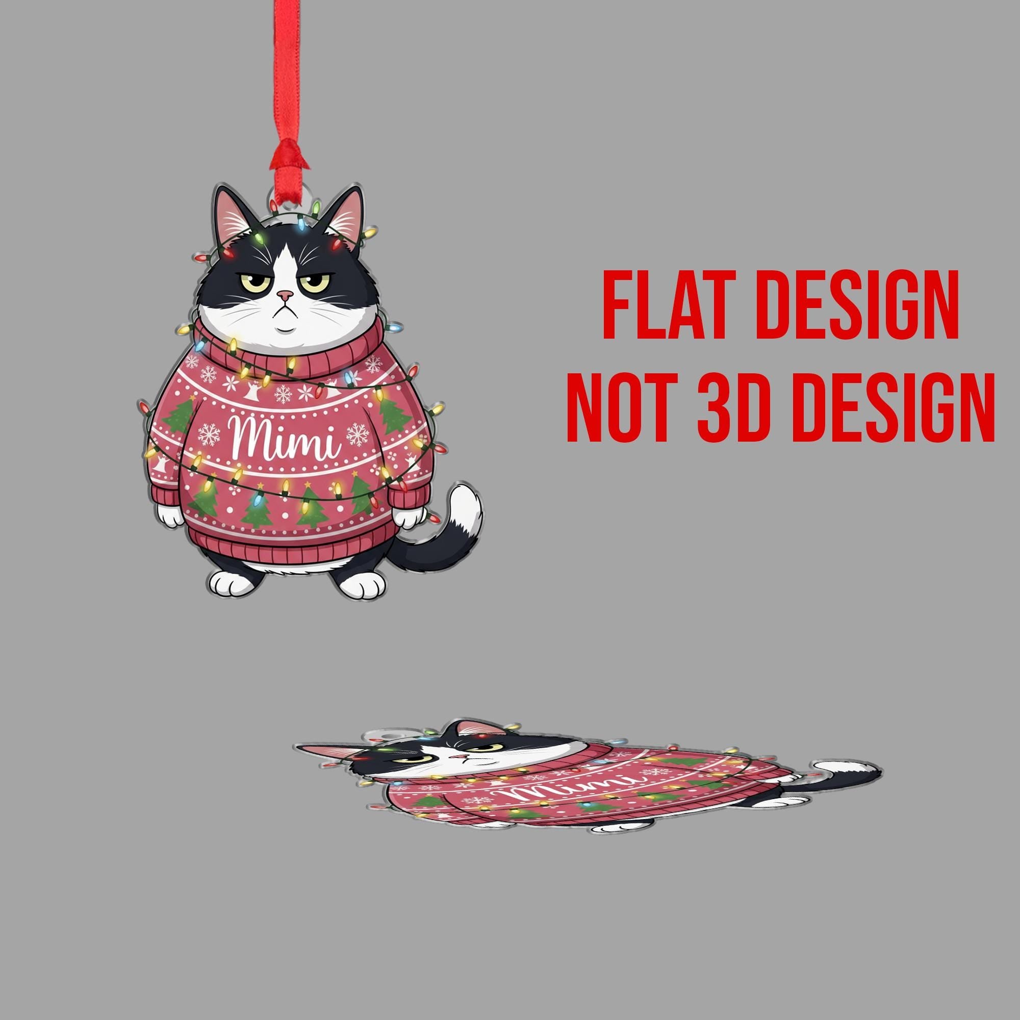 Grumpy Cat Christmas Ornament: Personalized Pet Name Holiday Decoration