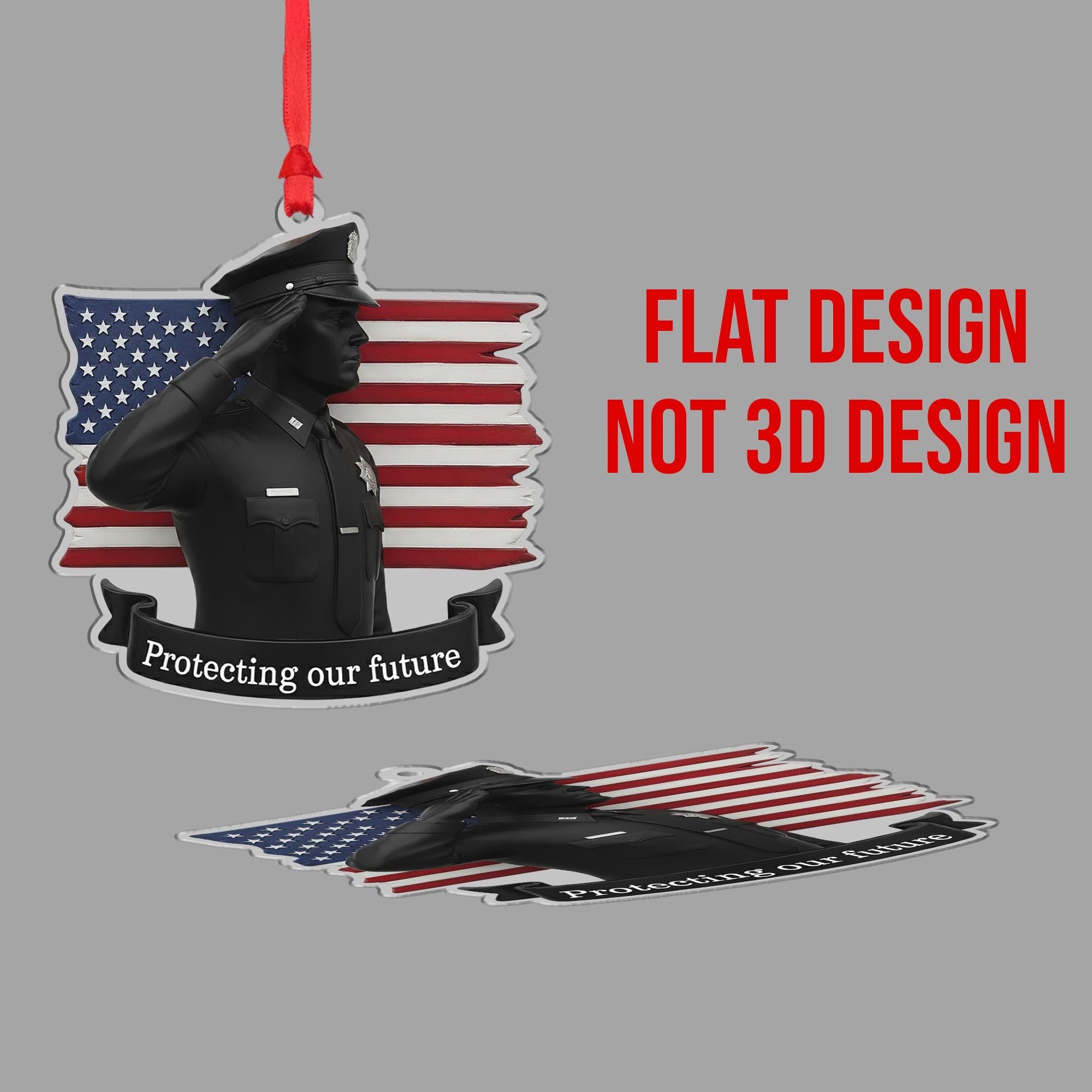 Police Officer Ornament American Flag – Law Enforcement Salute Christmas Decor