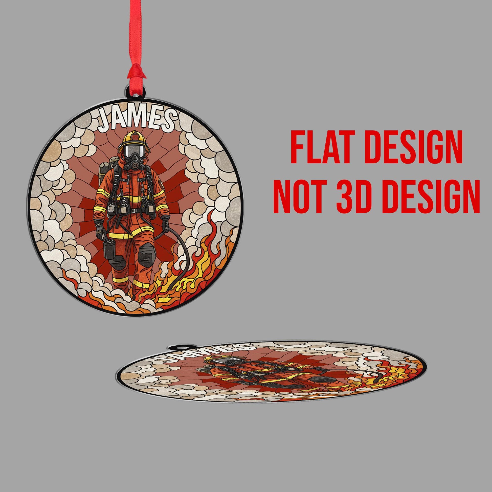 Personalized Firefighter Ornament – Custom Name Firefighter Gear Christmas Decor