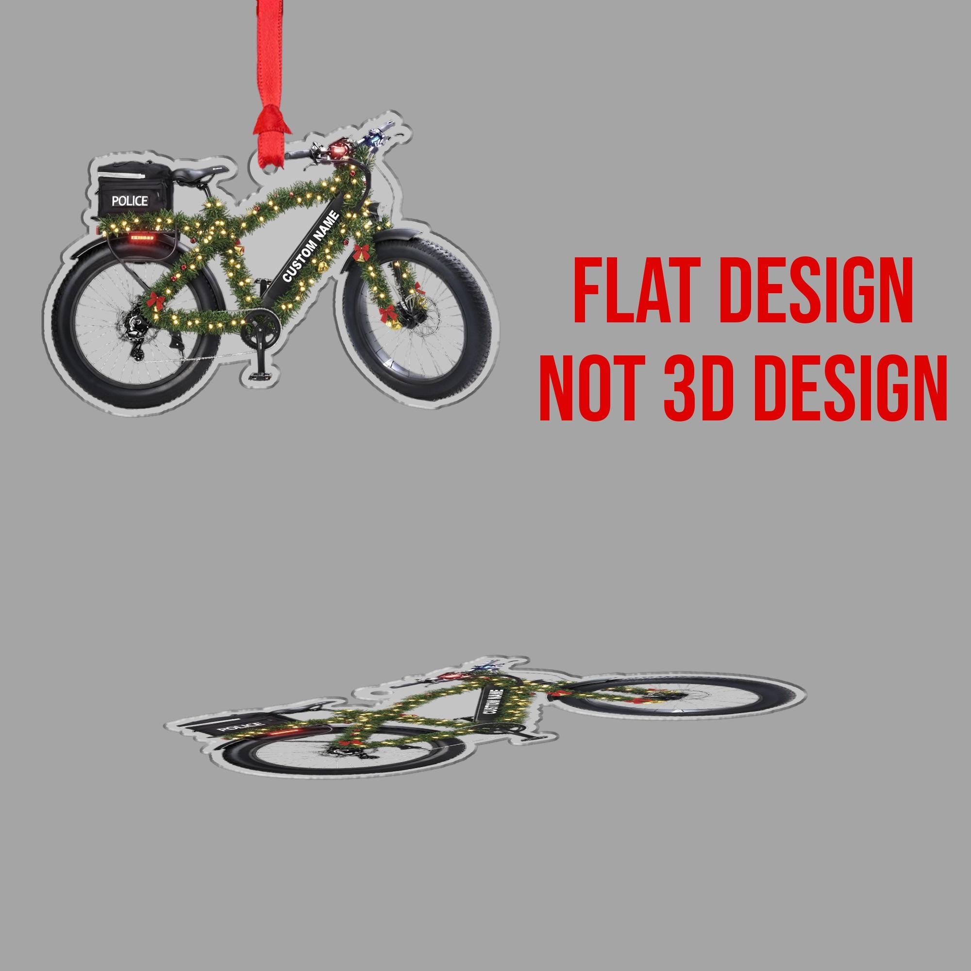 Personalized Police Bicycle Ornament – Custom Wooden Law Enforcement Bike Christmas Decoration