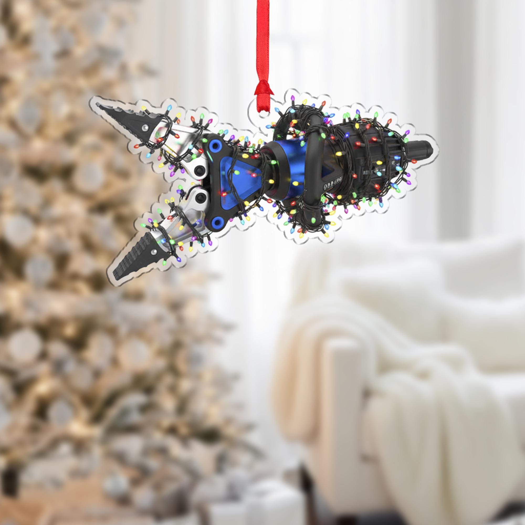 Hydraulic Rescue Tool Ornament – Firefighter Jaws of Life Christmas Decoration with Lights