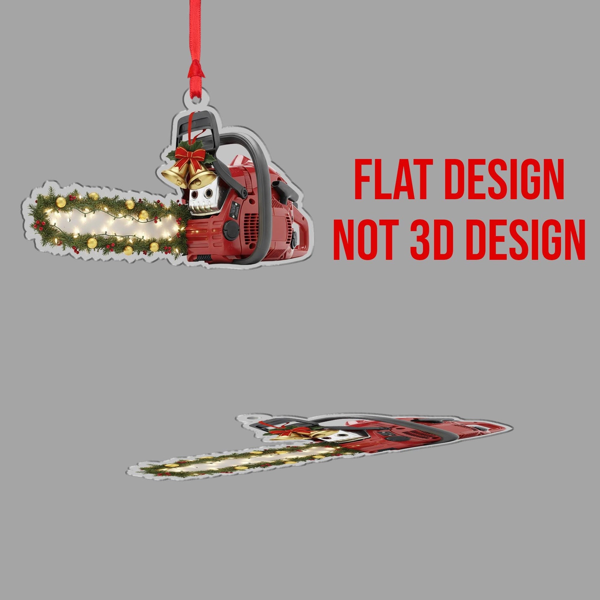 Acrylic Chainsaw Ornament – Lumberjack Christmas Tree Decoration with Lights and Garland