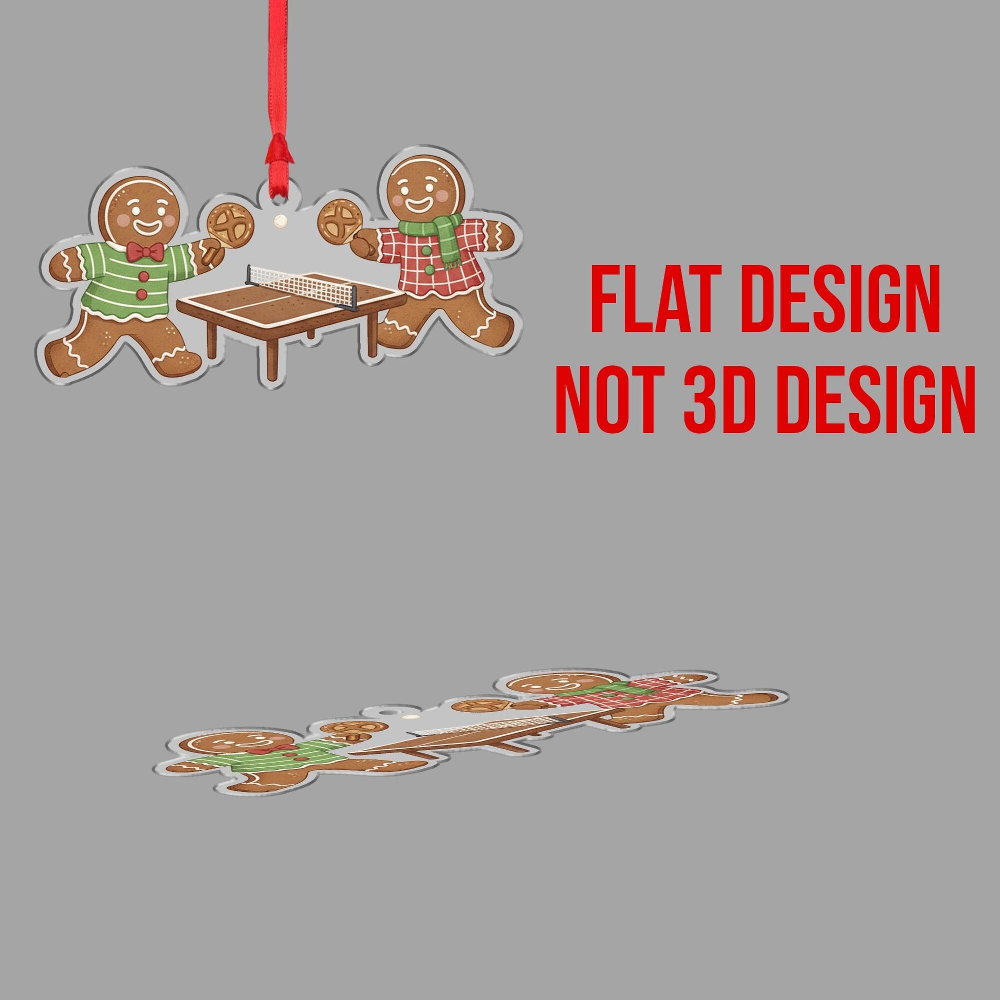 Wooden Gingerbread Ornament – Table Tennis Christmas Tree Decoration with Holiday Cookies