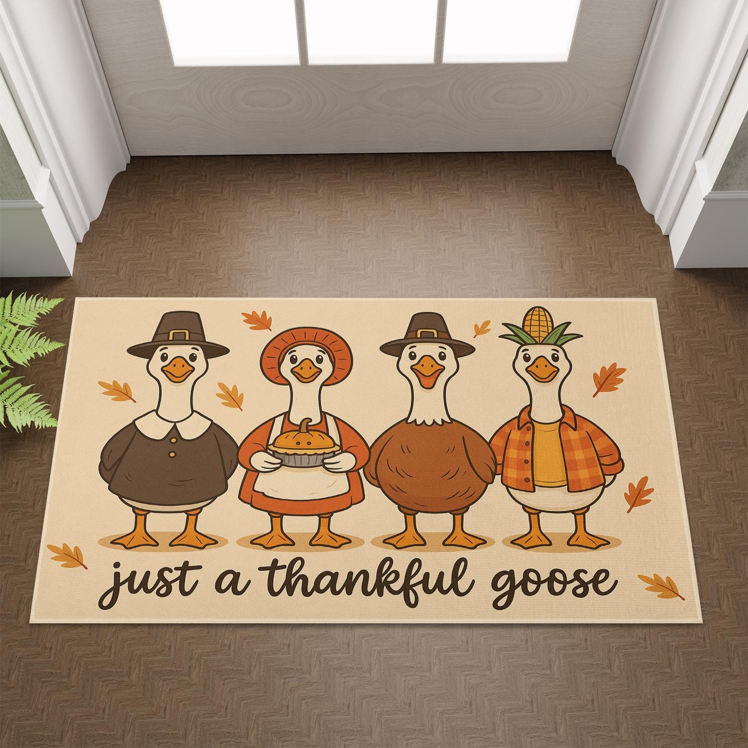 Fabric Doormat Thankful Goose Thanksgiving Fall Harvest Farmhouse Entry Mat