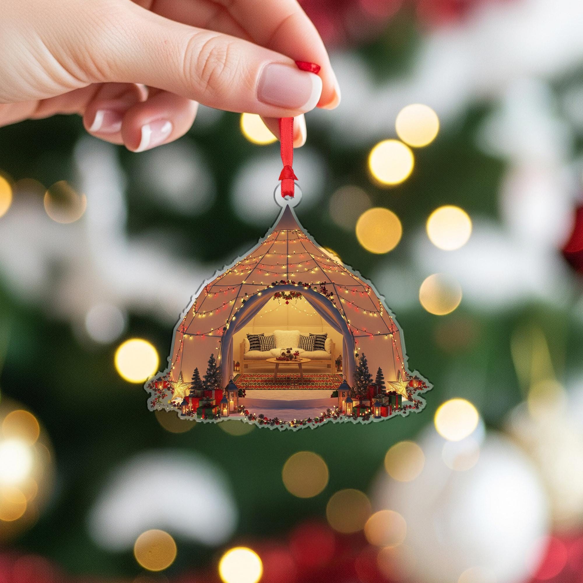Christmas Tent Ornament: Personalized Camping Ornament
