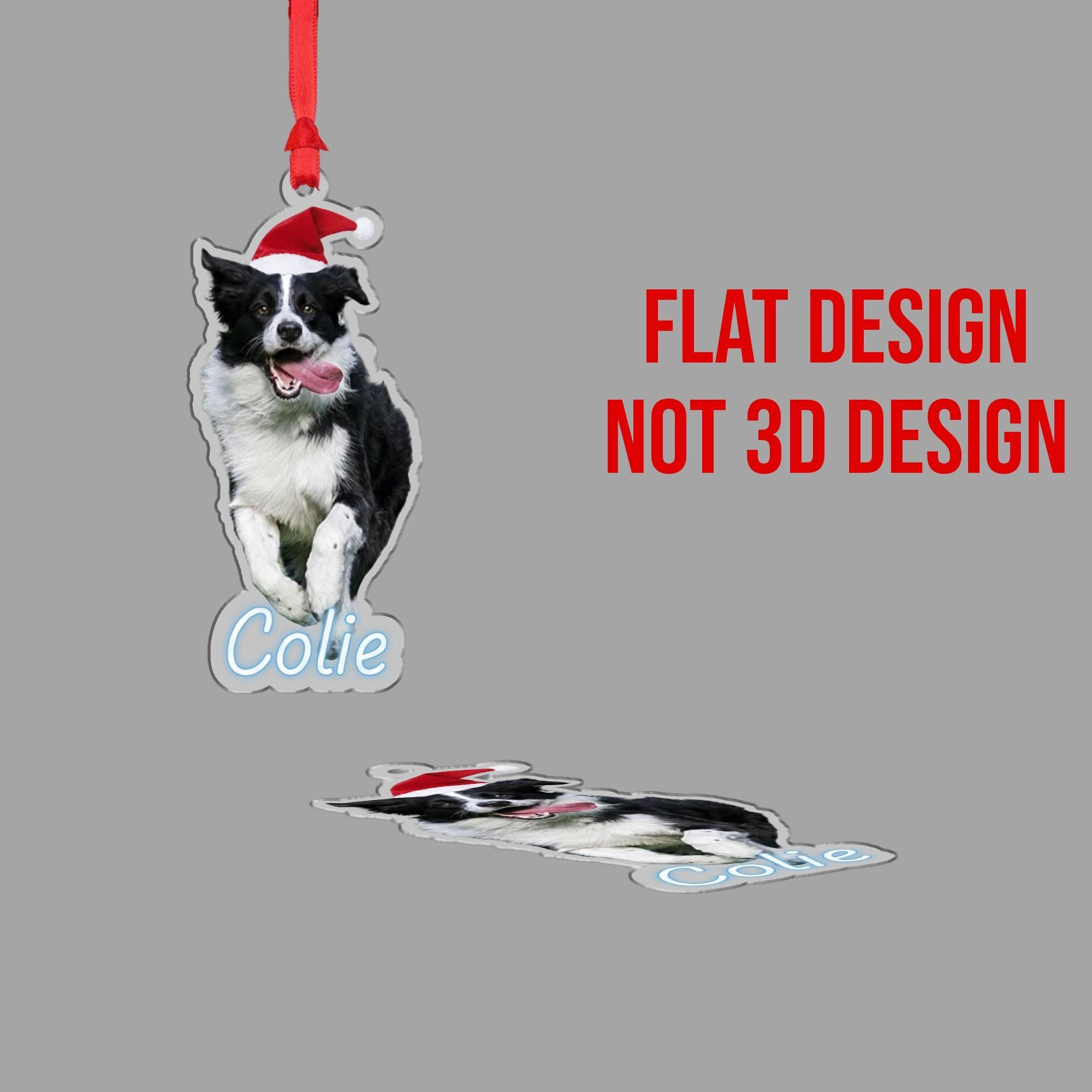 Personalized Dog Ornament – Custom Wooden Pet Christmas Tree Decoration with Santa Hat