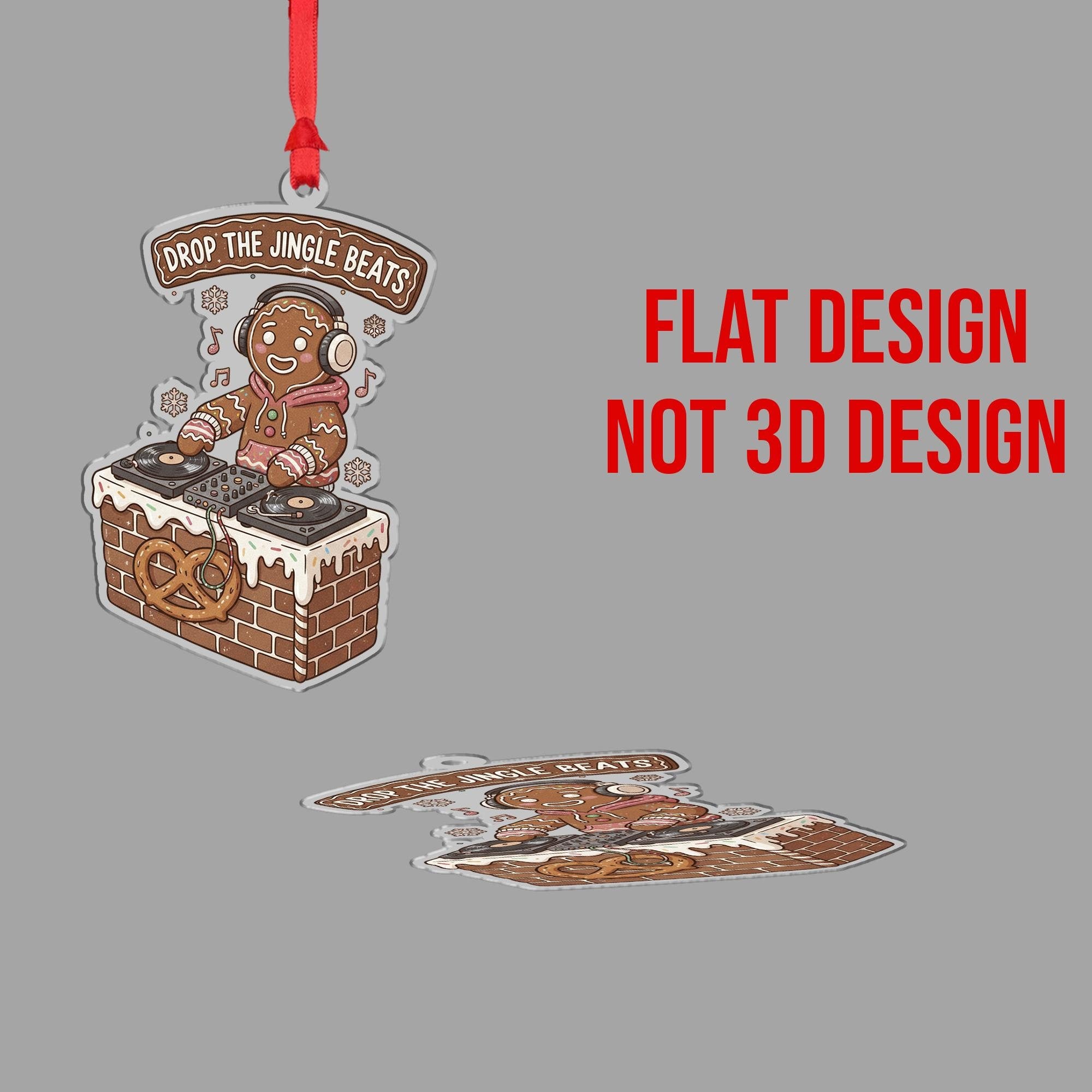 Wooden Gingerbread Ornament – DJ Booth Christmas Tree Decoration with Headphones and Music Notes