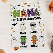 Personalized Halloween Kitchen Towel: Grandma of Little Monsters Fall Decor