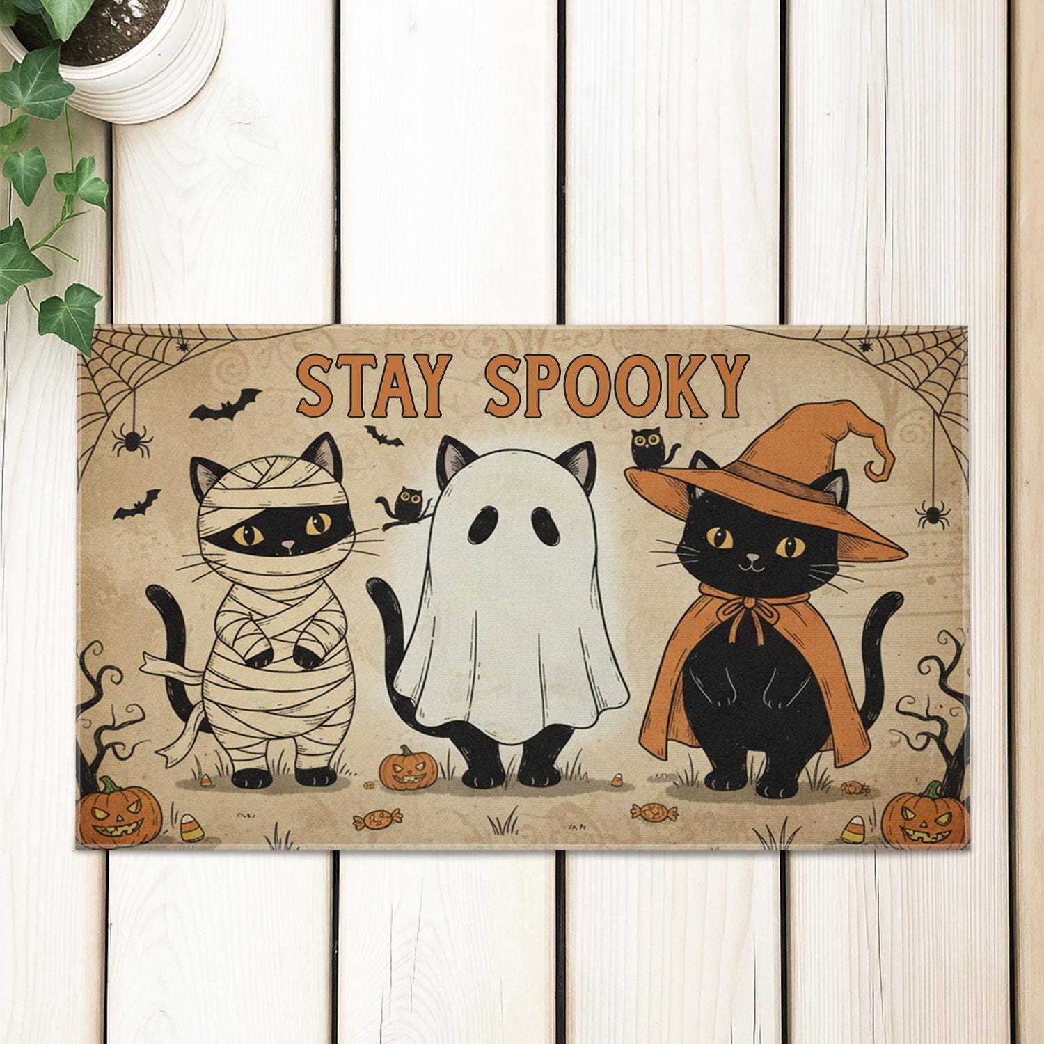 Halloween Cat Doormat: Spooky Indoor Outdoor Rug