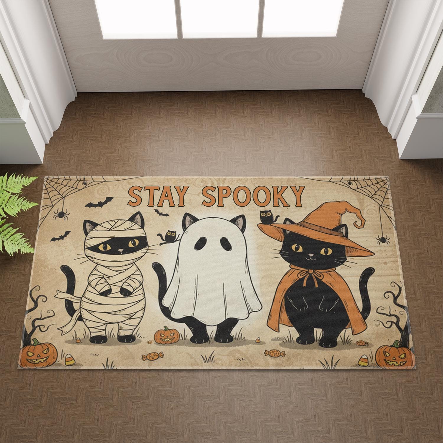 Halloween Cat Doormat: Spooky Indoor Outdoor Rug