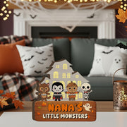 Custom Grandma’s Little Monsters Wooden Block • Personalized Halloween Grandkids Sign