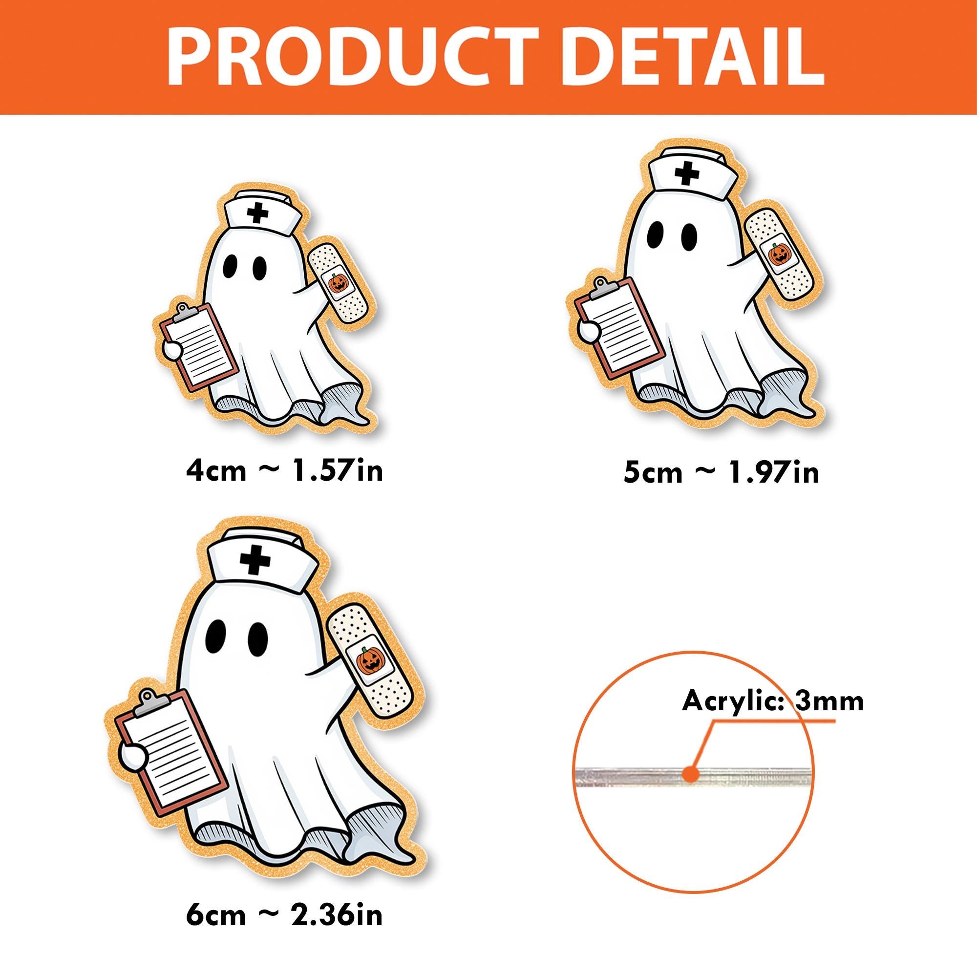 Nurse Ghost Badge Reel | Cute Halloween Retractable ID Holder | Spooky Nurse Badge Clip | Fun Medical Work Accessory Gift