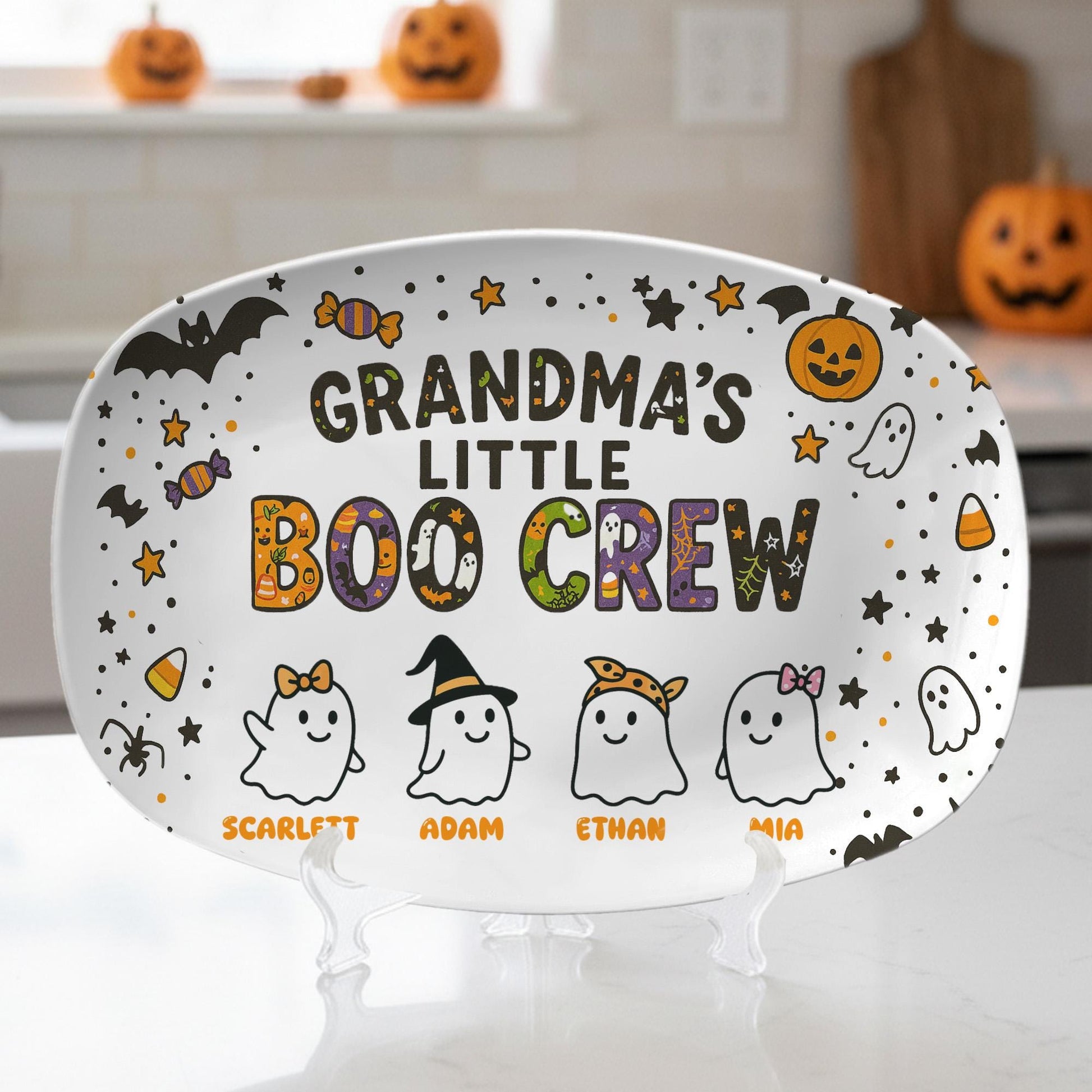 Custom Grandma Halloween Platter • Personalized Little Boo Crew Plate - DECOR only