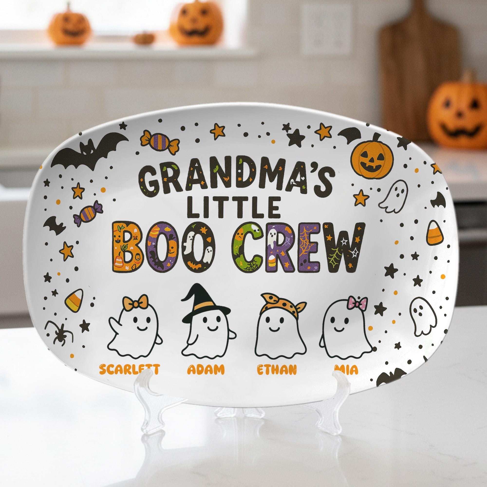 Custom Grandma Halloween Platter • Personalized Little Boo Crew Plate - DECOR only