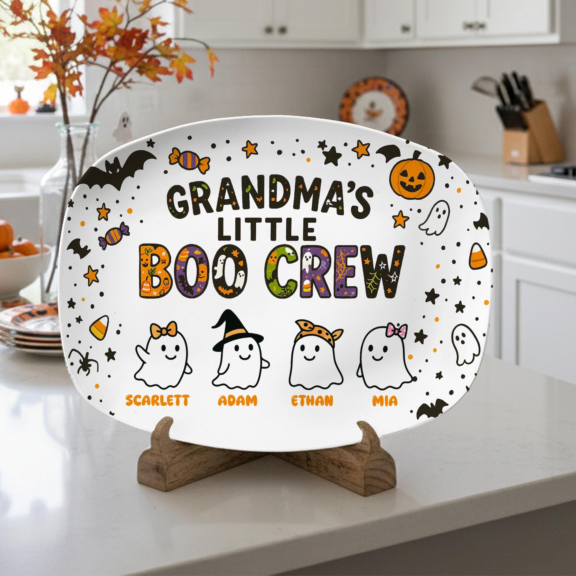 Custom Grandma Halloween Platter • Personalized Little Boo Crew Plate - DECOR only