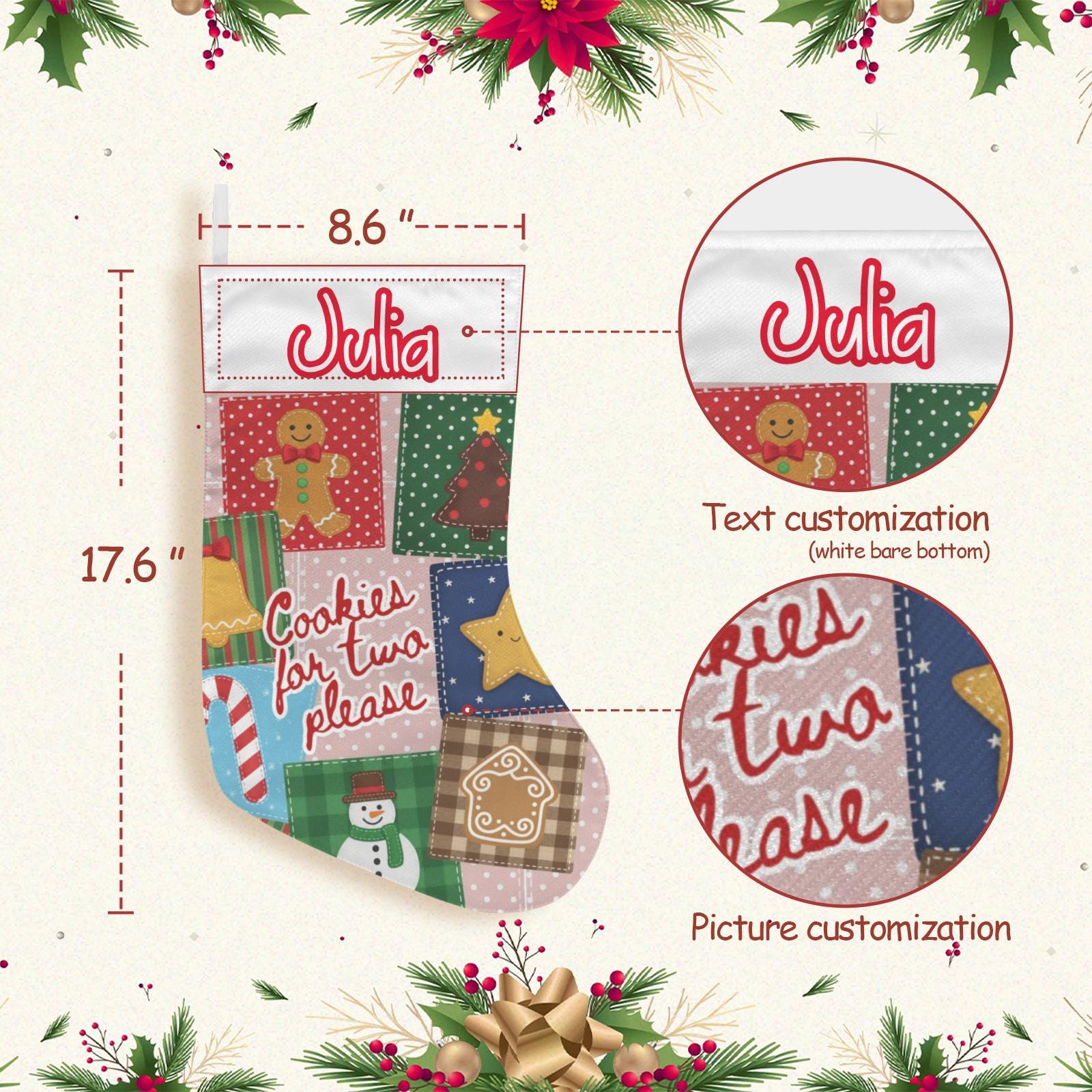 Personalized Holiday Stocking – Custom Name Christmas Fireplace Decor