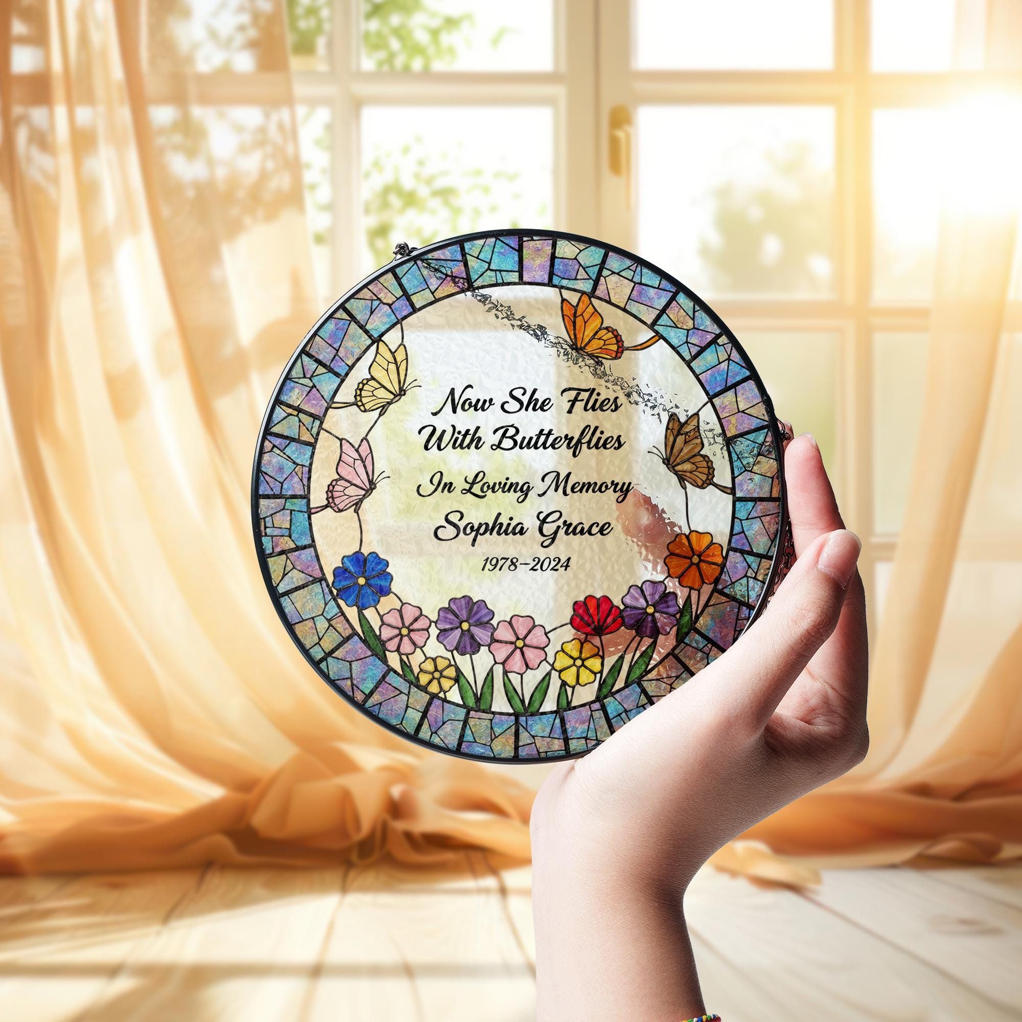 Personalized Butterfly Memorial Suncatcher – In Loving Memory Gift