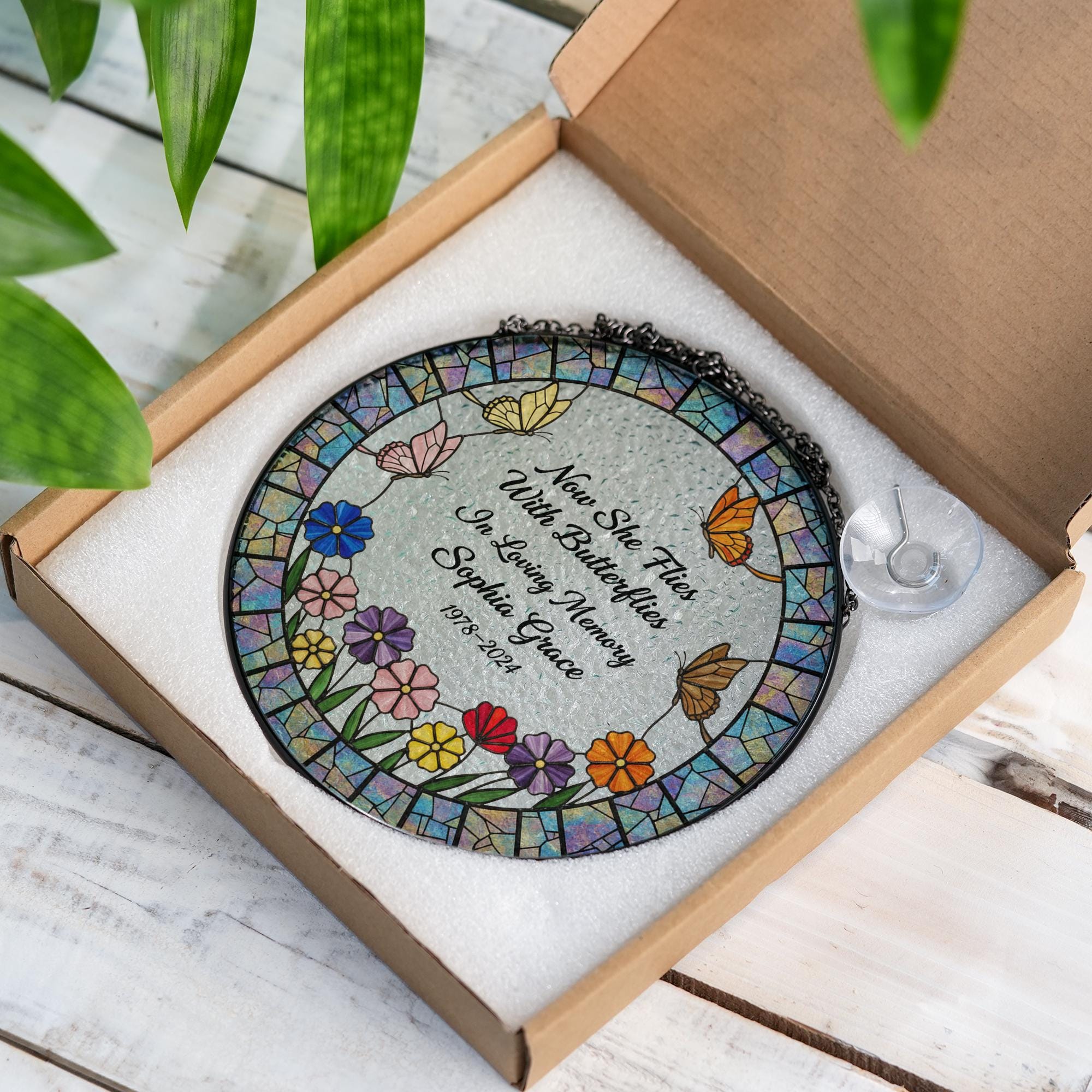 Personalized Butterfly Memorial Suncatcher – In Loving Memory Gift