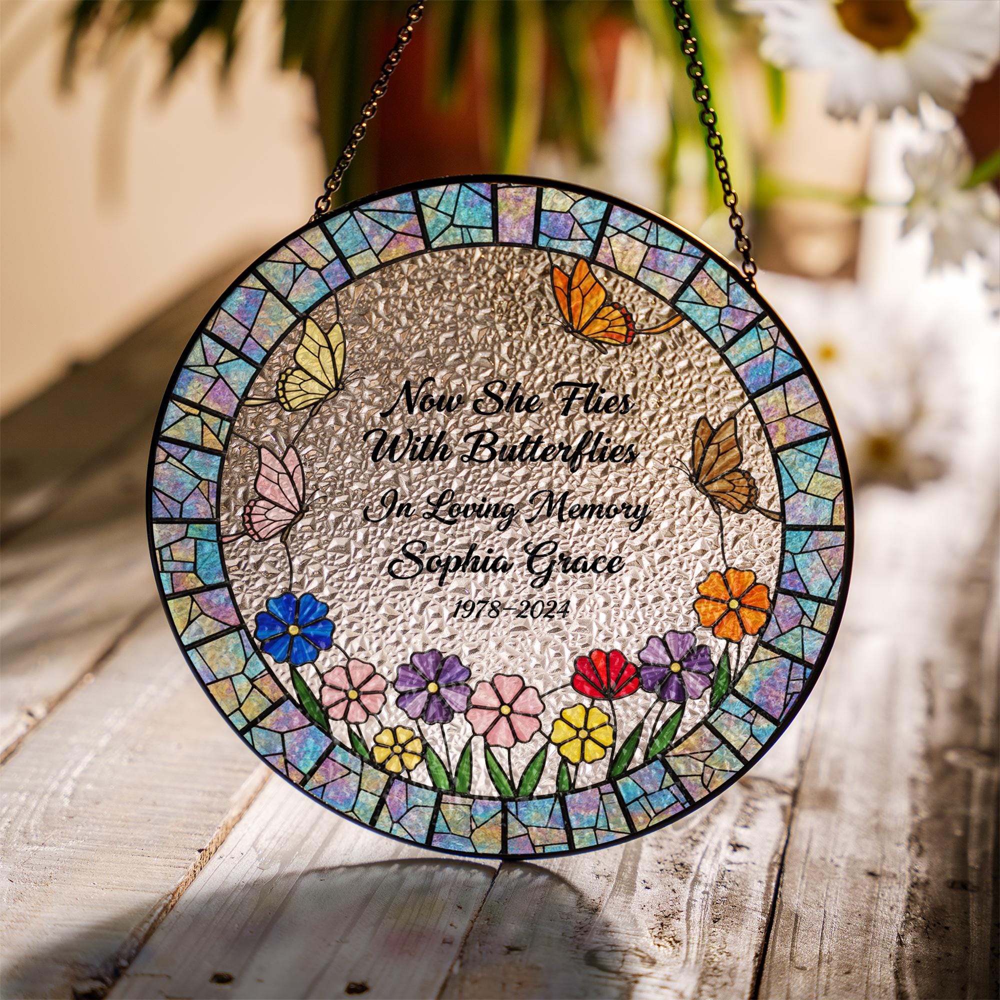 Personalized Butterfly Memorial Suncatcher – In Loving Memory Gift