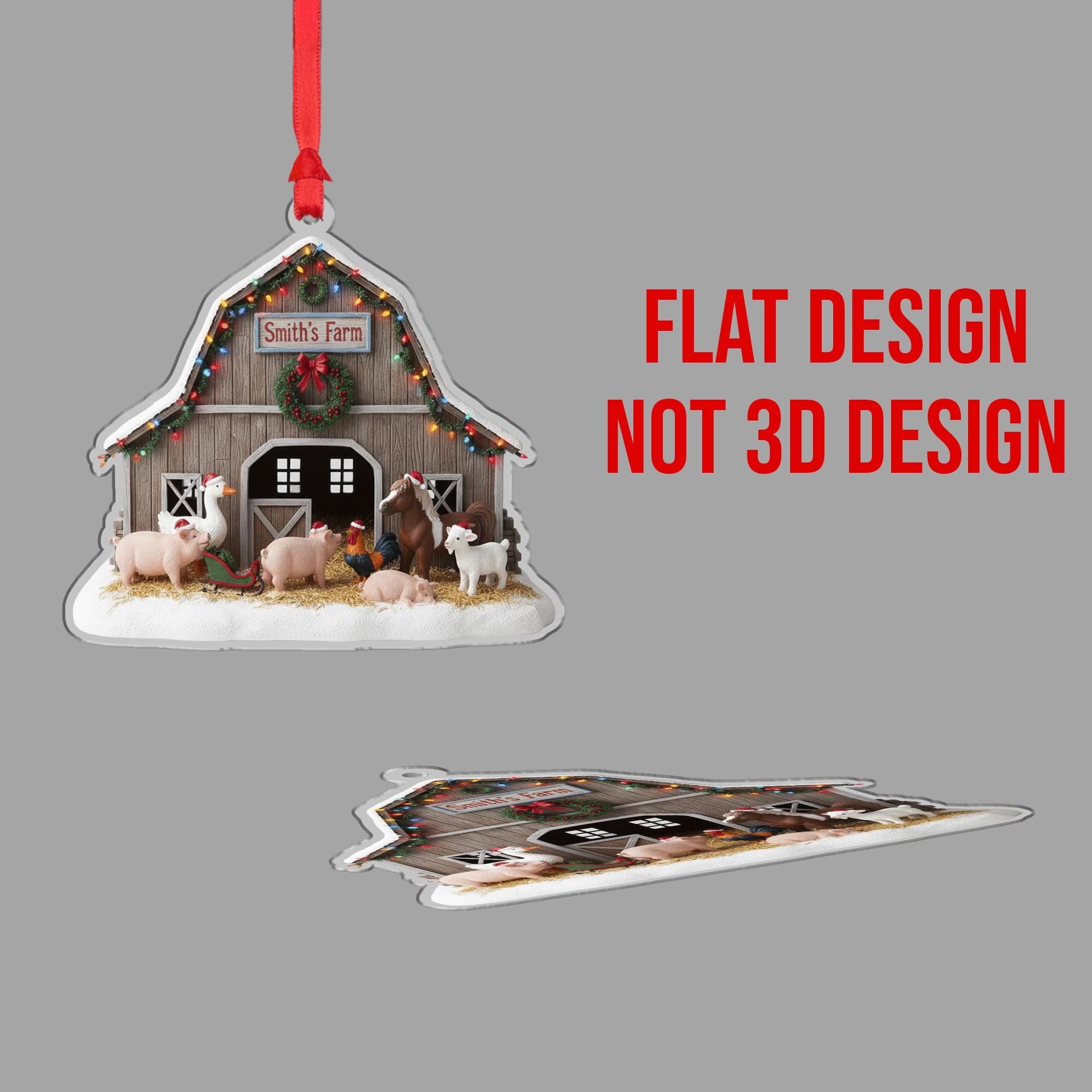 Personalized Farmhouse Christmas Ornament – Custom Barn Animal Holiday Decor