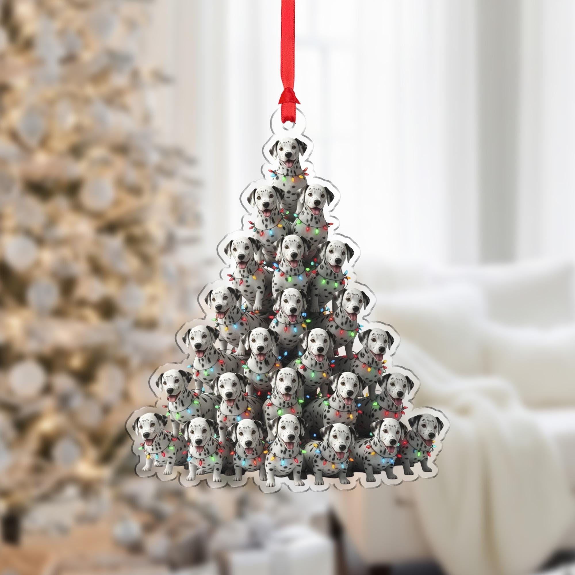 Dog Christmas Ornament – Dalmatian Tree Decoration with Lights and Holiday Design
